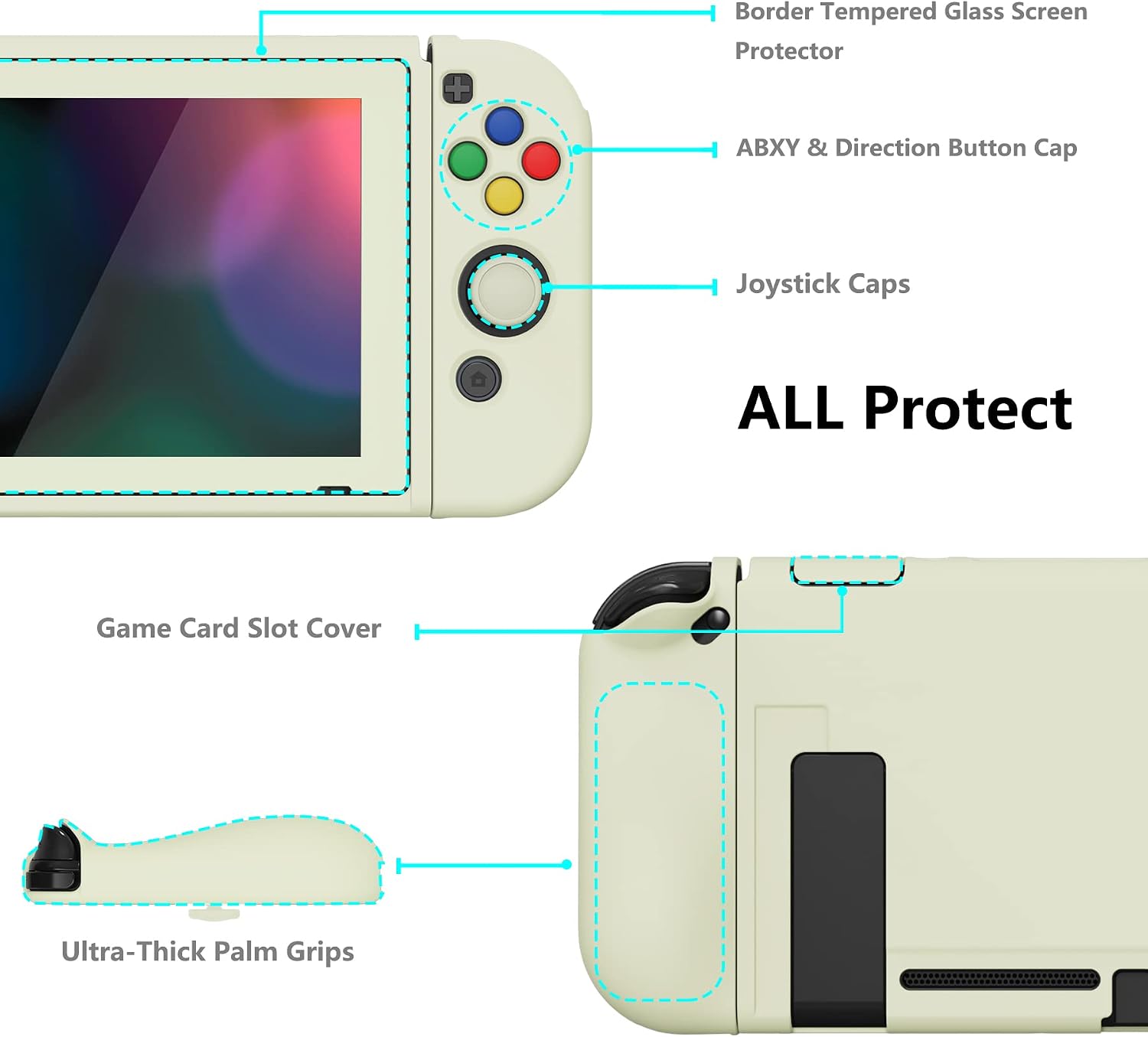 FUNDA PROTECTORA FLEXIBLE PLAYVITAL ZEALPROTECT PARA NINTENDO SWITCH AMARILLO ANTIGUO - 5