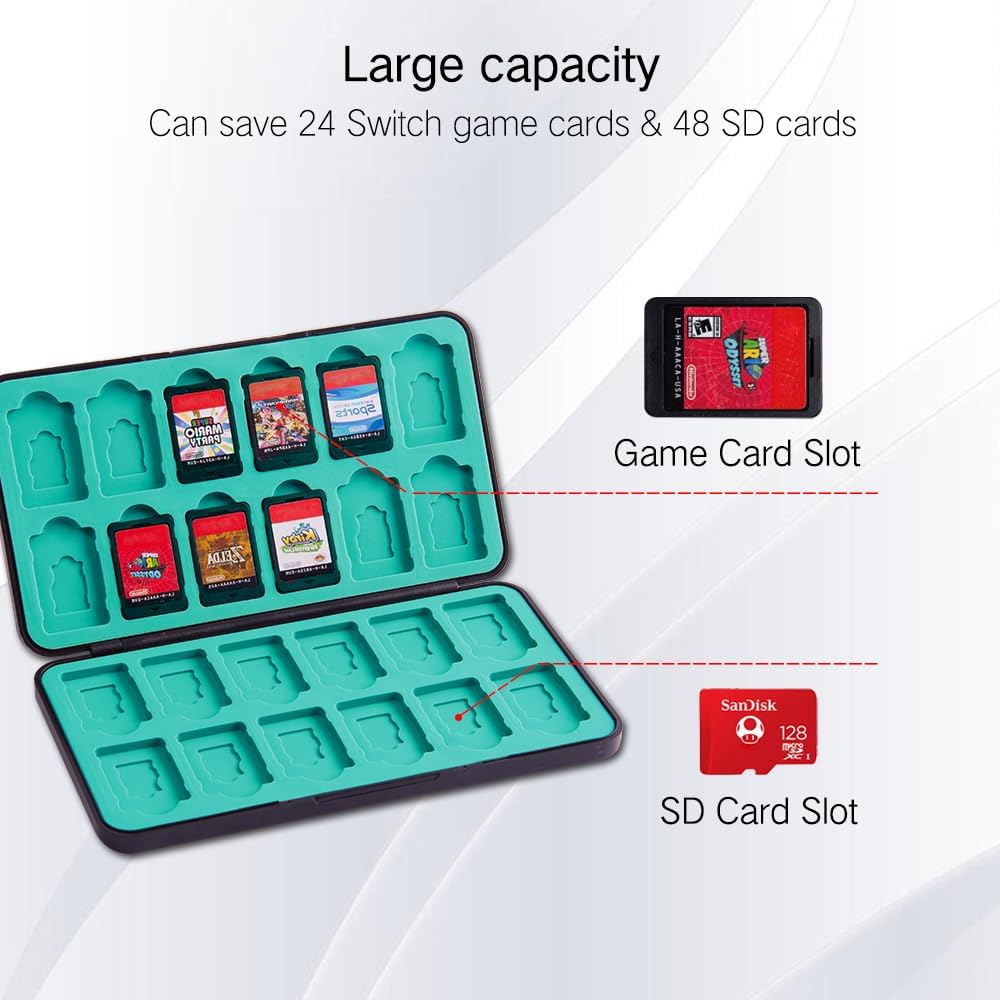 ESTUCHE PARA JUEGOS PERFECTSIGHT SWITCH 24 JUEGOS Y 48 MICRO SD NEGRO KINGDOM - 2