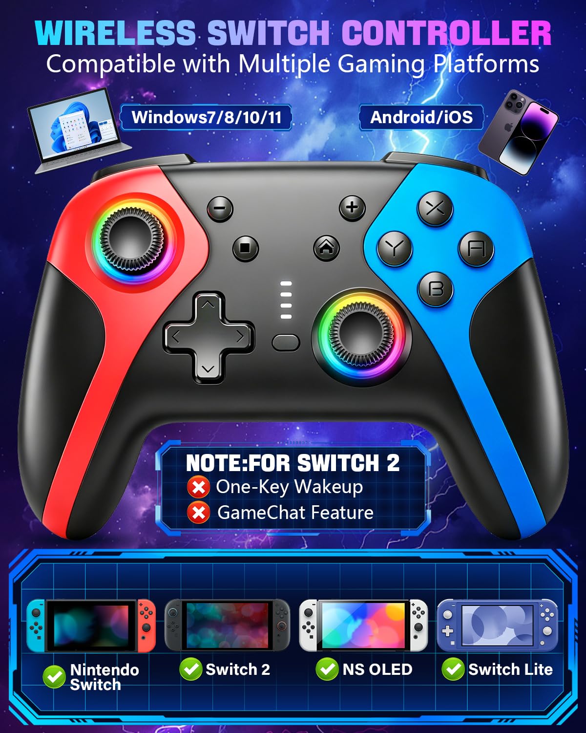 MANDO INALÁMBRICO GALODRMY PARA NINTENDO SWITCH/SWITCH OLED/SWITCH LITE/SWITCH 2 - 2