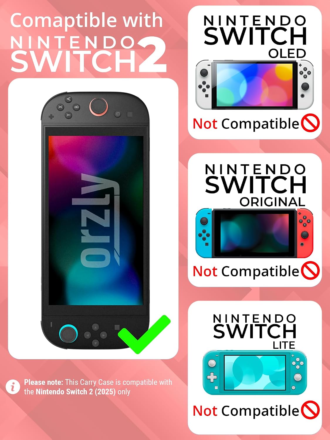 FUNDA ORZLY PARA NINTENDO SWITCH 2 CON PROTECCIÓN Y ALMACENAMIENTO - 2