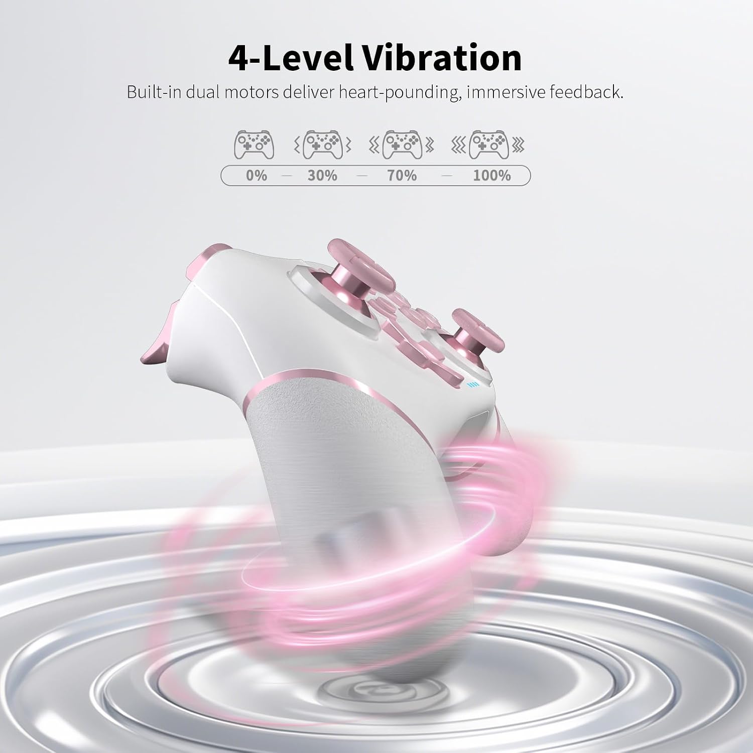 MANDO INALÁMBRICO ACEGAMER PRO PARA NINTENDO SWITCH Y PC 2 UNIDADES BLANCO Y ROSADO - 3
