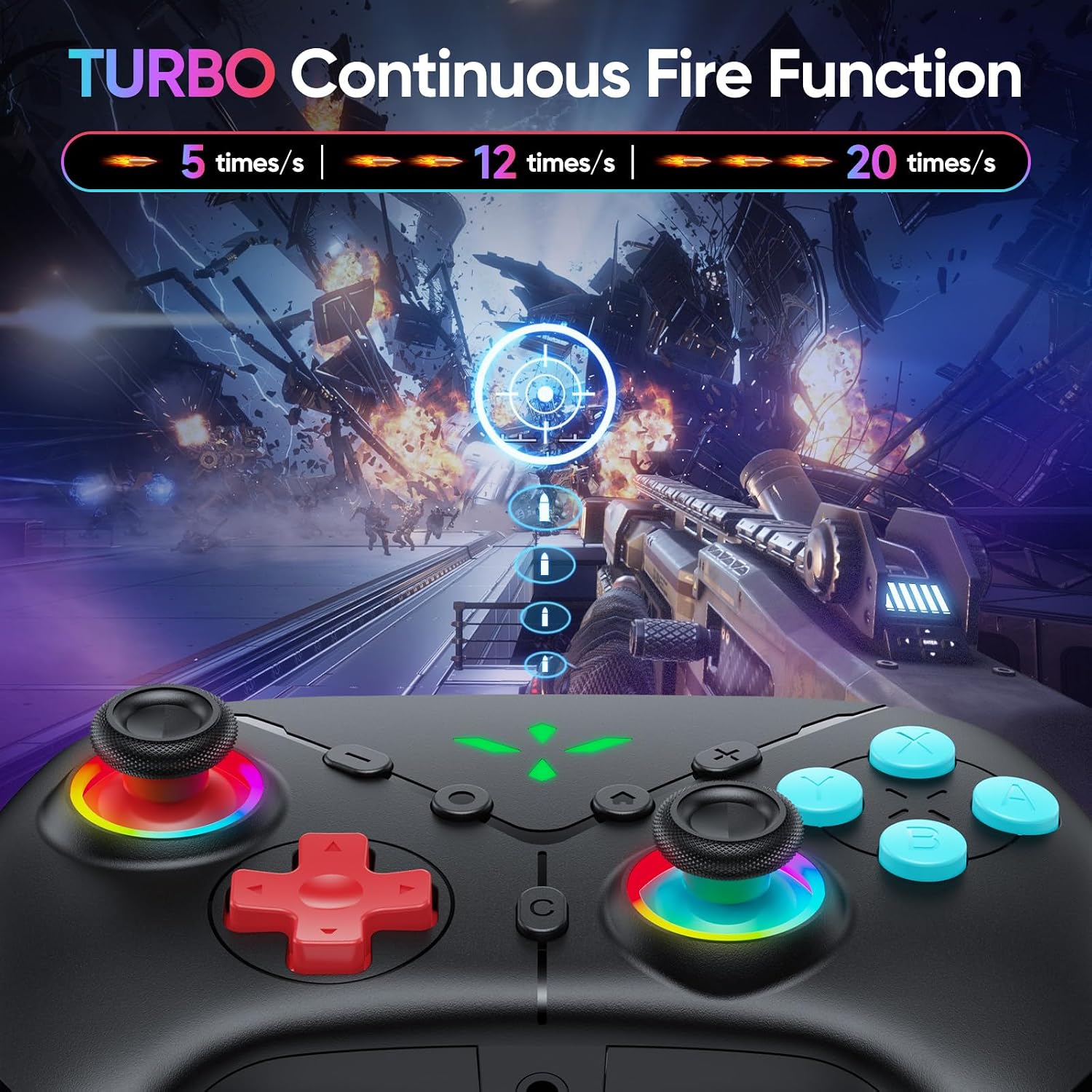 MANDO INALÁMBRICO YOMMOR SWITCH 2 PRO PARA SWITCH 2/SWITCH/LITE/PC BLANCO - 3