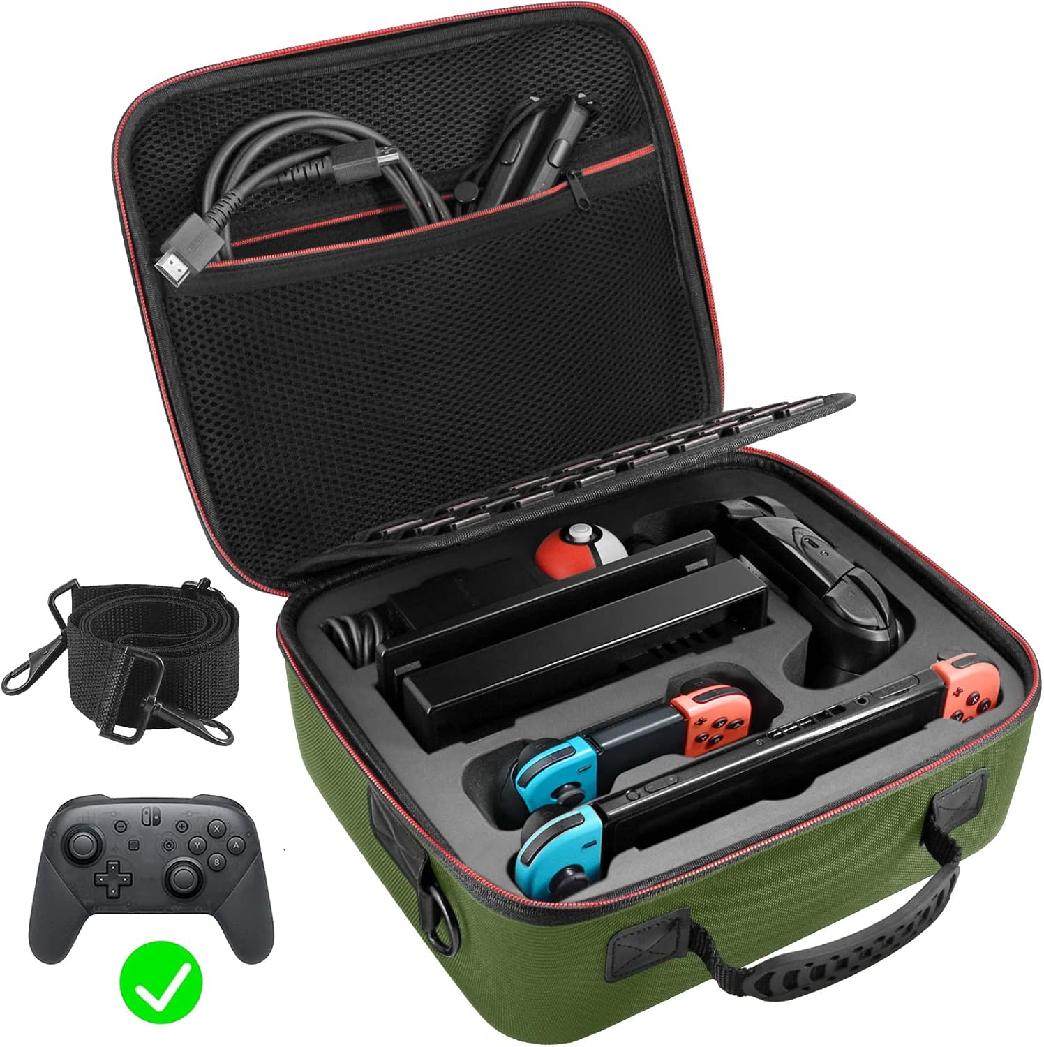 ESTUCHE RÍGIDO VORI PARA NINTENDO SWITCH Y SWITCH OLED 2021 VERDE - 1