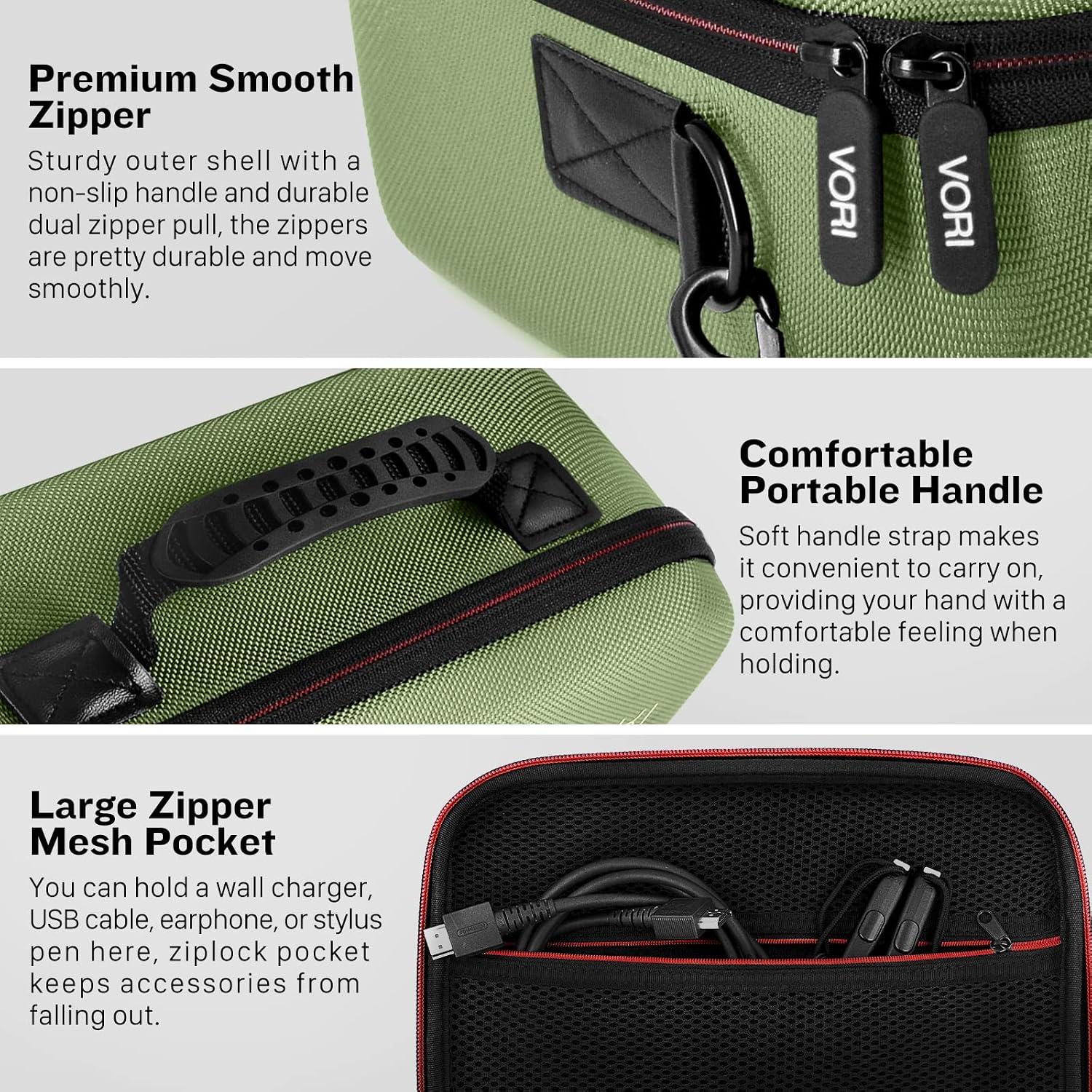 ESTUCHE RÍGIDO VORI PARA NINTENDO SWITCH Y SWITCH OLED 2021 VERDE - 3