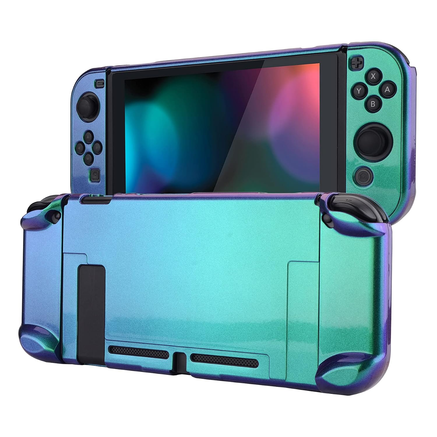 FUNDA PROTECTORA EXTREMERATE PLAYVITAL PARA NINTENDO SWITCH CHAMELEON VERDE PÚRPURA - 1