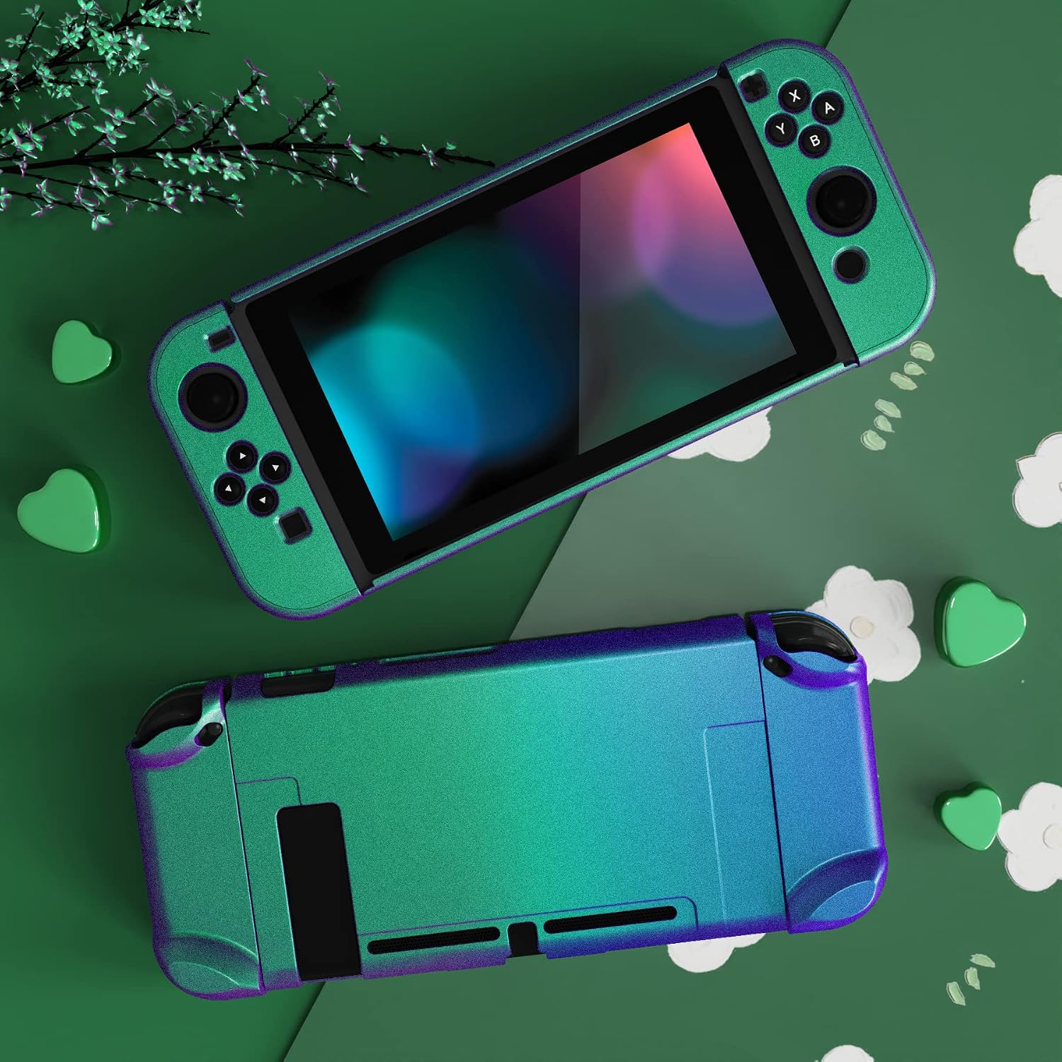 FUNDA PROTECTORA EXTREMERATE PLAYVITAL PARA NINTENDO SWITCH CHAMELEON VERDE PÚRPURA - 3