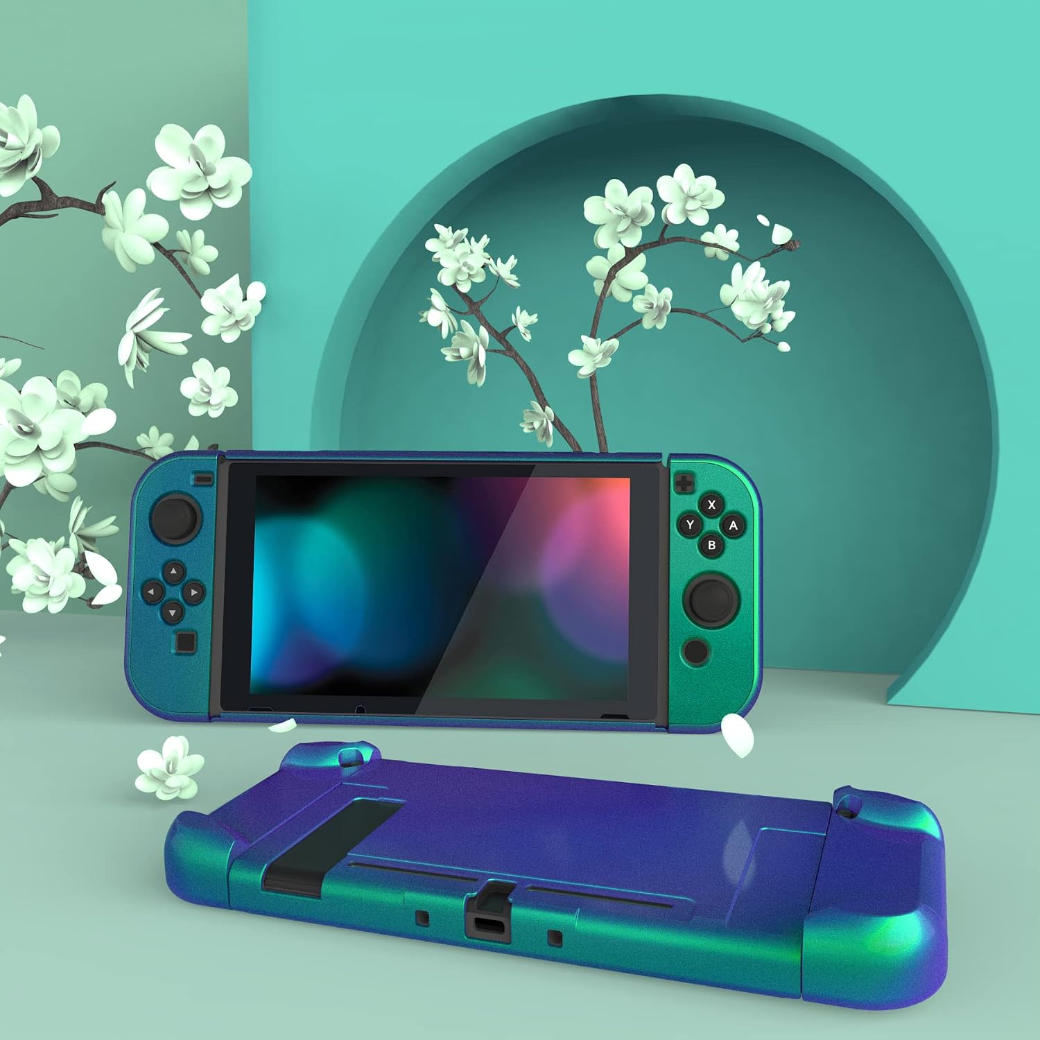 FUNDA PROTECTORA EXTREMERATE PLAYVITAL PARA NINTENDO SWITCH CHAMELEON VERDE PÚRPURA - 4