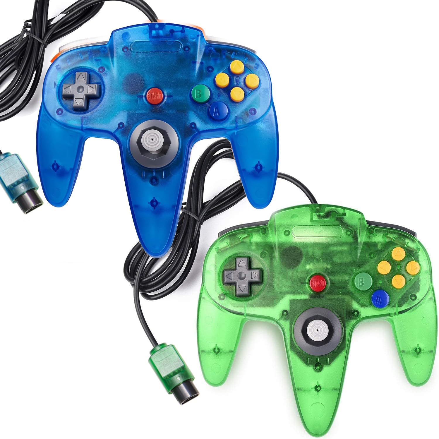 CONTROL ALÁMBRICO MIADORE CLASSIC 64 PARA CONSOLA N64 2 UNIDADES VERDE Y AZUL - 1