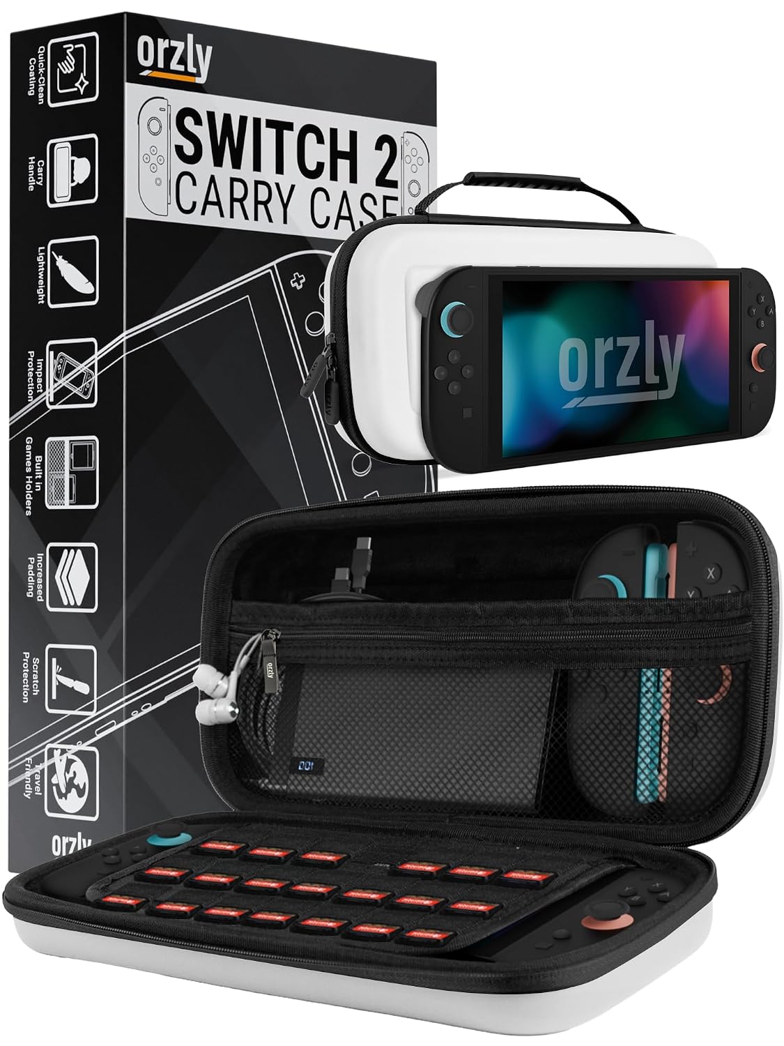 FUNDA ORZLY PARA SWITCH 2 7.9 PULGADAS CON COMPARTIMENTOS PARA JUEGOS Y ACCESORIOS - 1