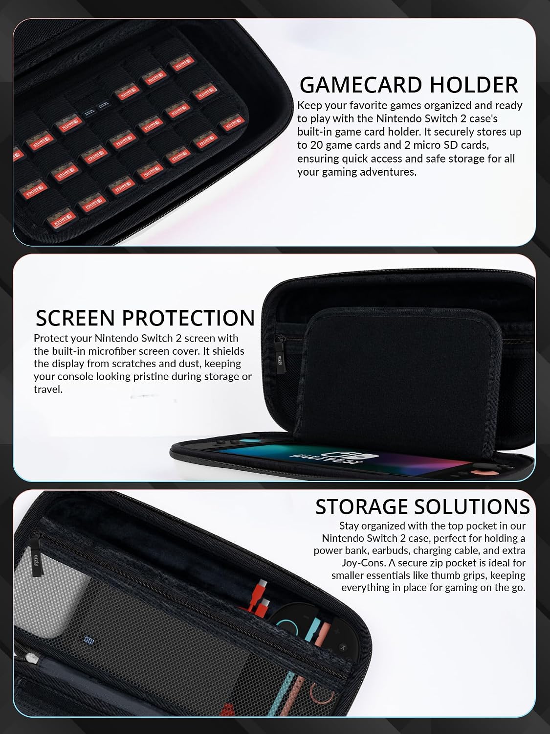FUNDA ORZLY PARA SWITCH 2 7.9 PULGADAS CON COMPARTIMENTOS PARA JUEGOS Y ACCESORIOS - 4