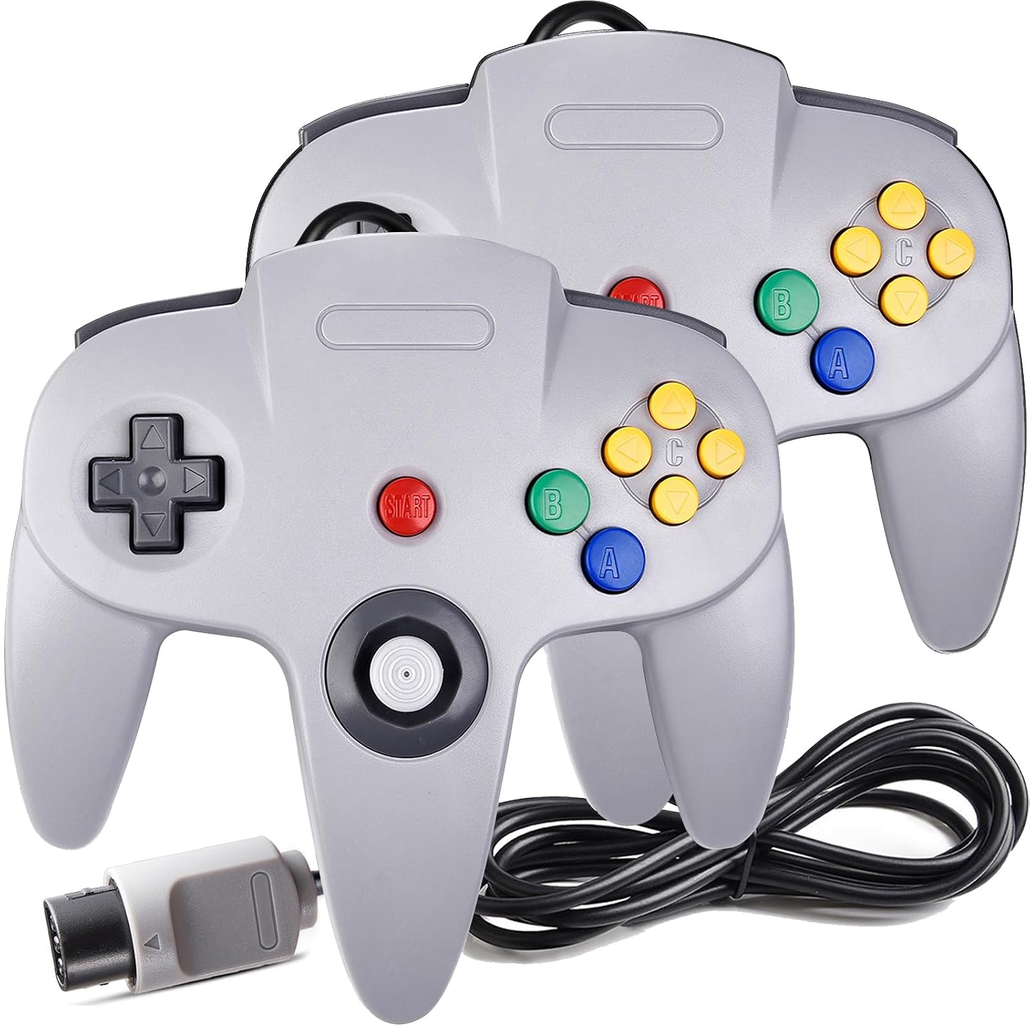 CONTROL CLÁSICO CON CABLE MIADORE N64 2 UNIDADES GRIS - 1