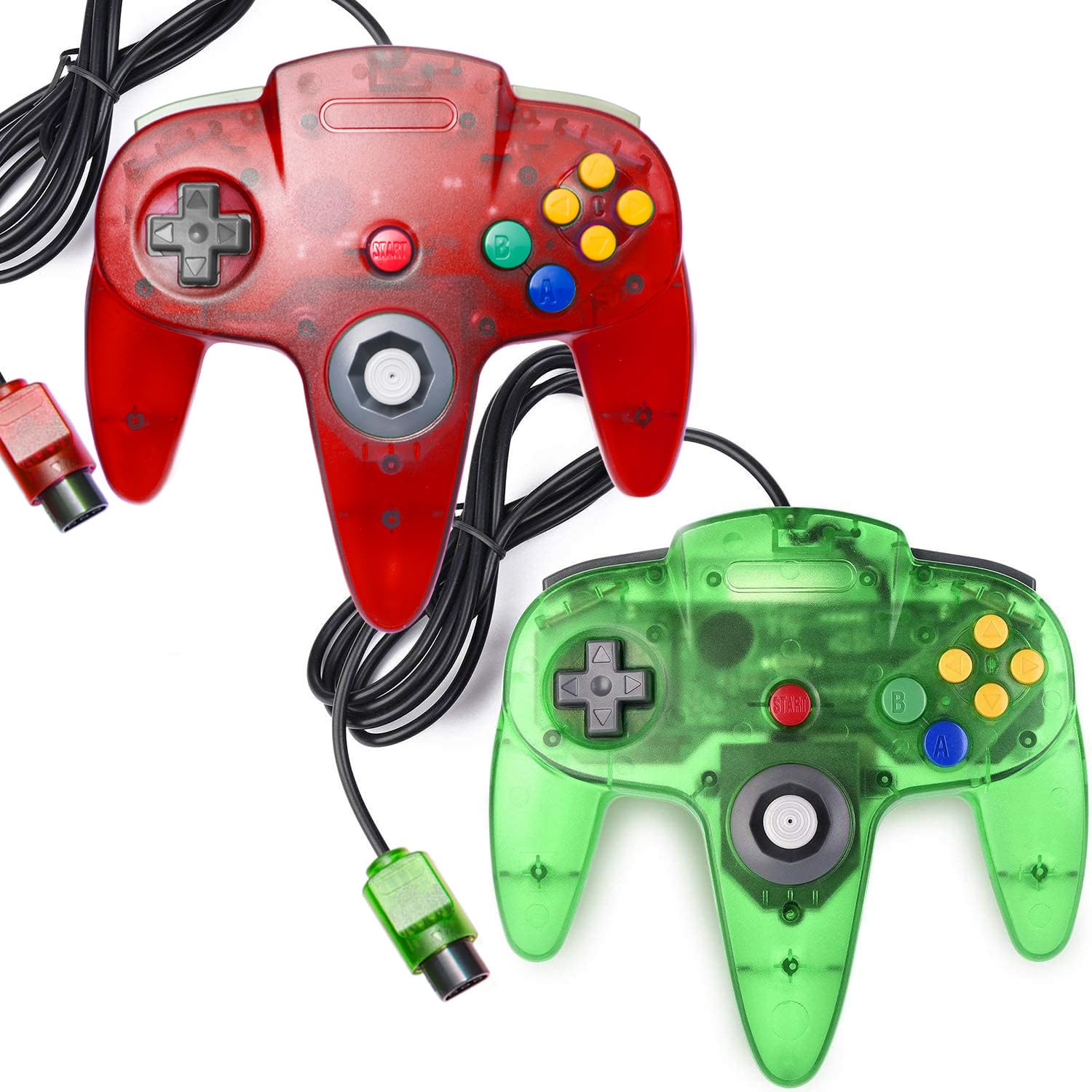 CONTROL ALÁMBRICO MIADORE CLASSIC 64 PARA CONSOLA N64 2 UNIDADES VERDE Y ROJO - 1