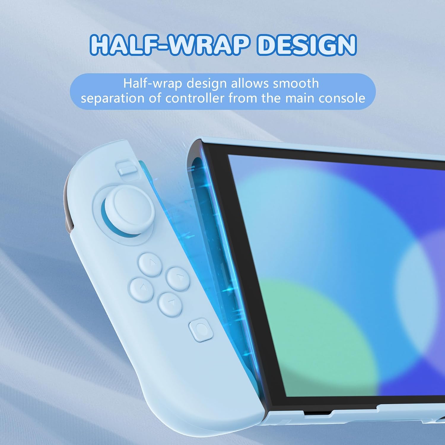FUNDA RÍGIDA PLAYVITAL PARA NINTENDO SWITCH 2 CON SOPORTE EXTRA Y TAPAS PARA JOYSTICK COLOR AZUL CIELO - 3