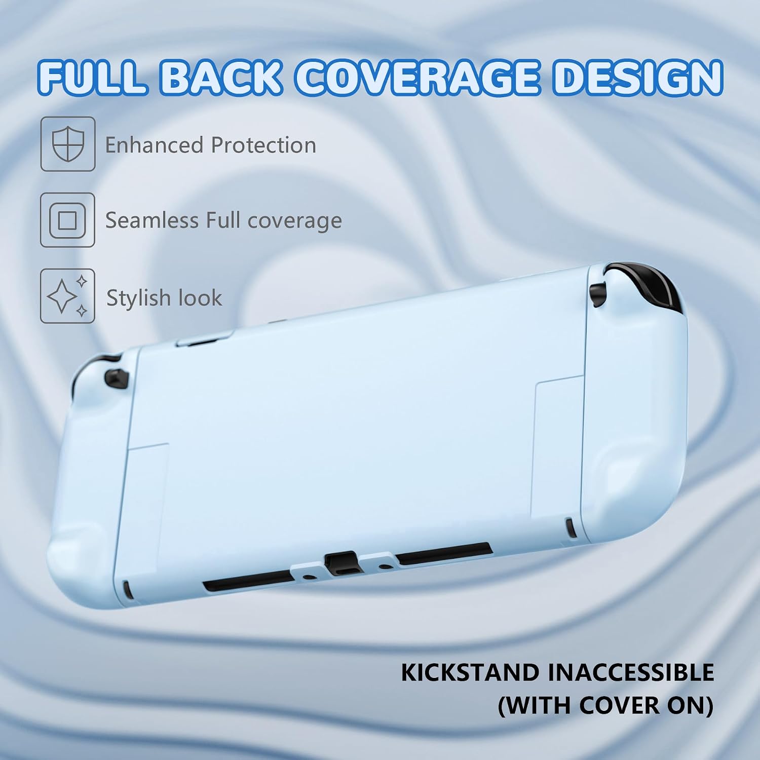 FUNDA RÍGIDA PLAYVITAL PARA NINTENDO SWITCH 2 CON SOPORTE EXTRA Y TAPAS PARA JOYSTICK COLOR AZUL CIELO - 5