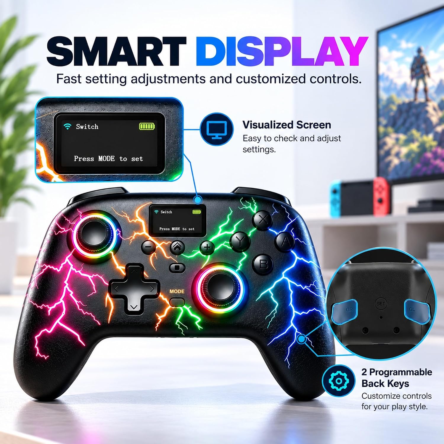 MANDO INALÁMBRICO EXILAPSIRE PARA PC/SWITCH/SWITCH 2/IOS/ANDROID NEGRO - 2