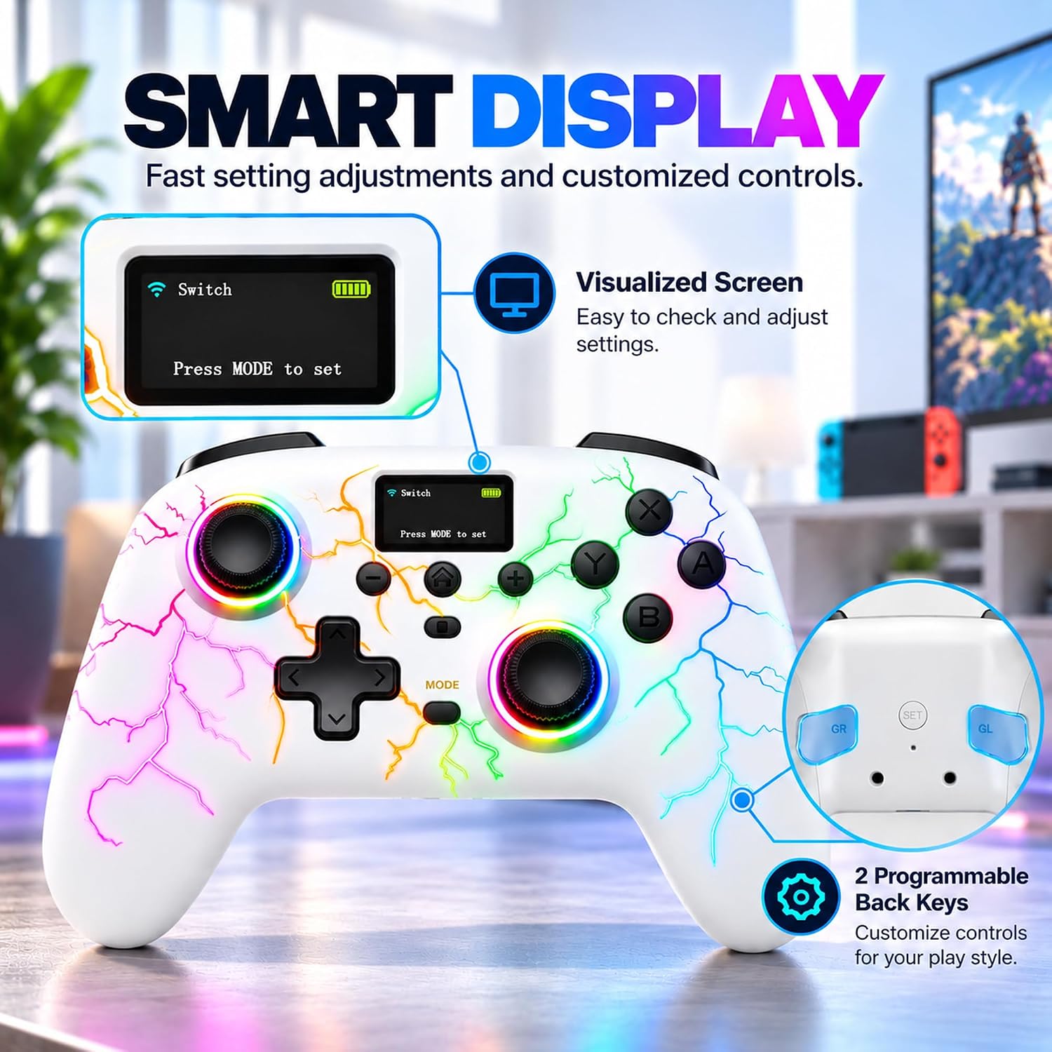 MANDO INALÁMBRICO EXILAPSIRE PARA PC/SWITCH/SWITCH 2/IOS/ANDROID BLANCO - 2