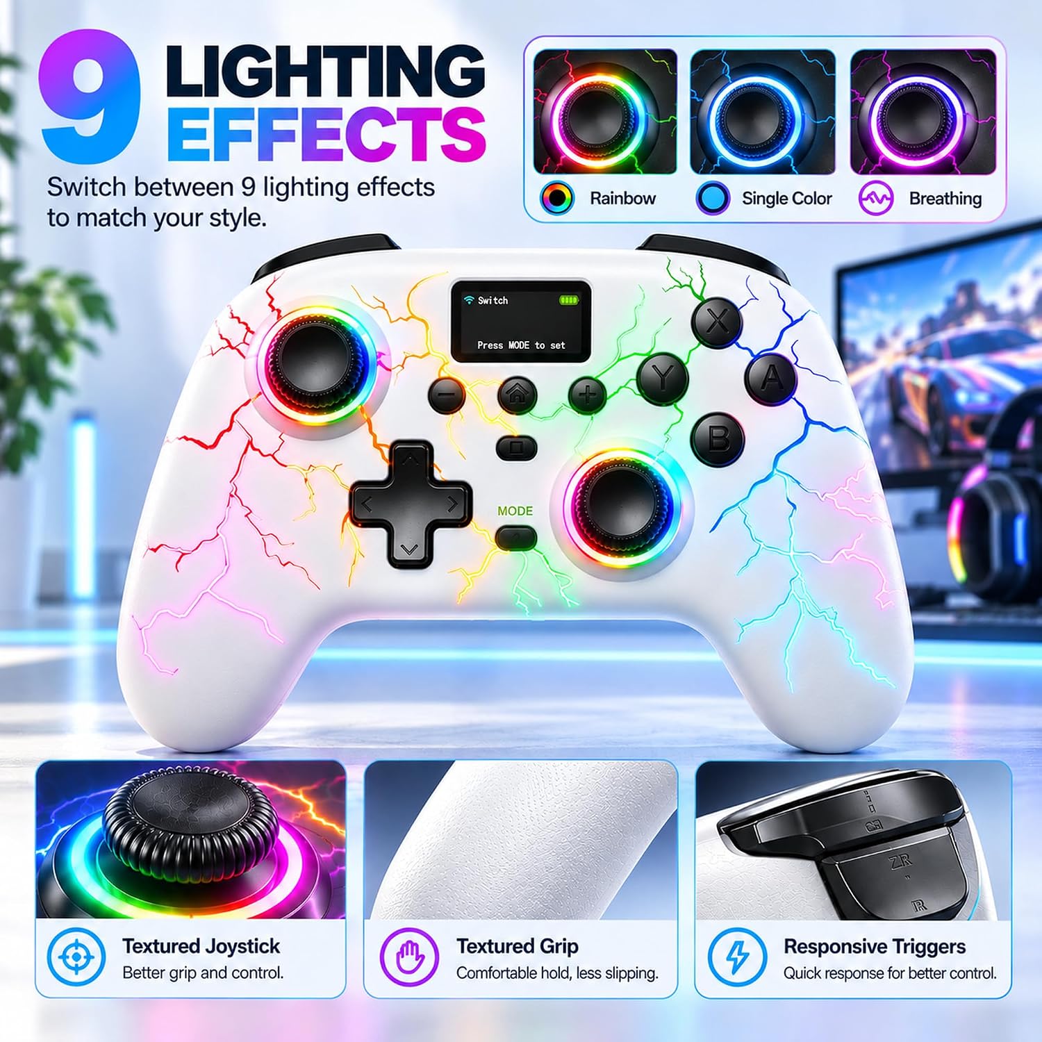 MANDO INALÁMBRICO EXILAPSIRE PARA PC/SWITCH/SWITCH 2/IOS/ANDROID BLANCO - 5