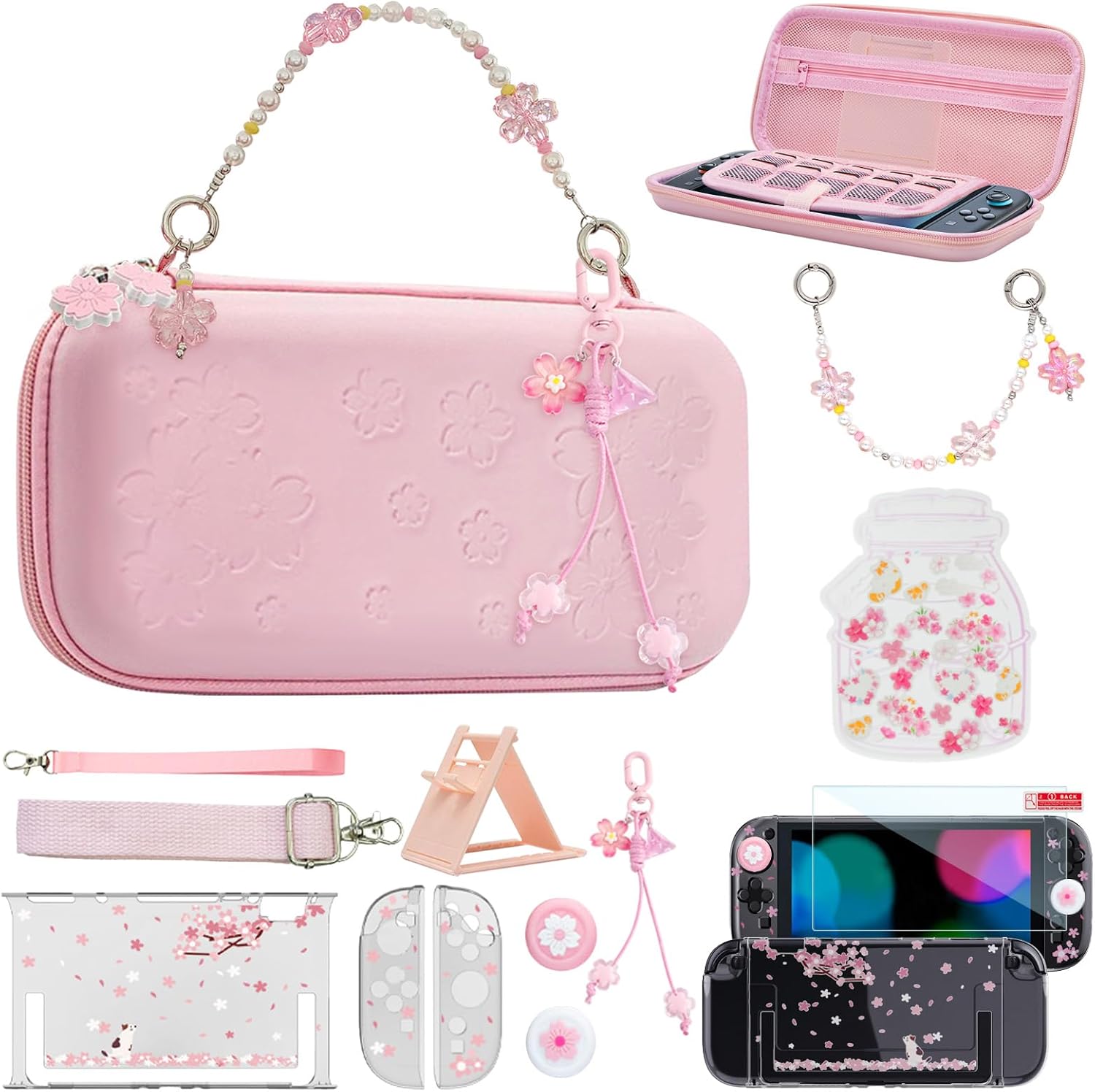 ESTUCHE PARA SWITCH 2 VIRGOCCY ROSA CON ACCESORIOS 13 EN 1 - 1
