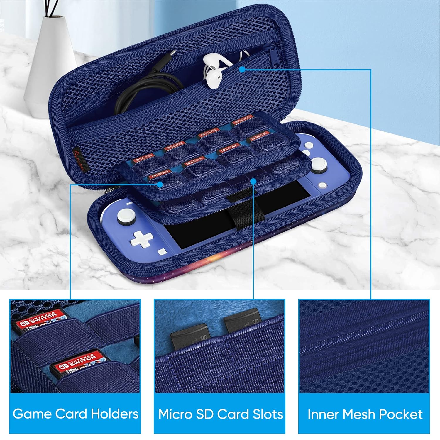 ESTUCHE PROTECTOR FINTIE PARA NINTENDO SWITCH LITE 2019 GALAXY - 3