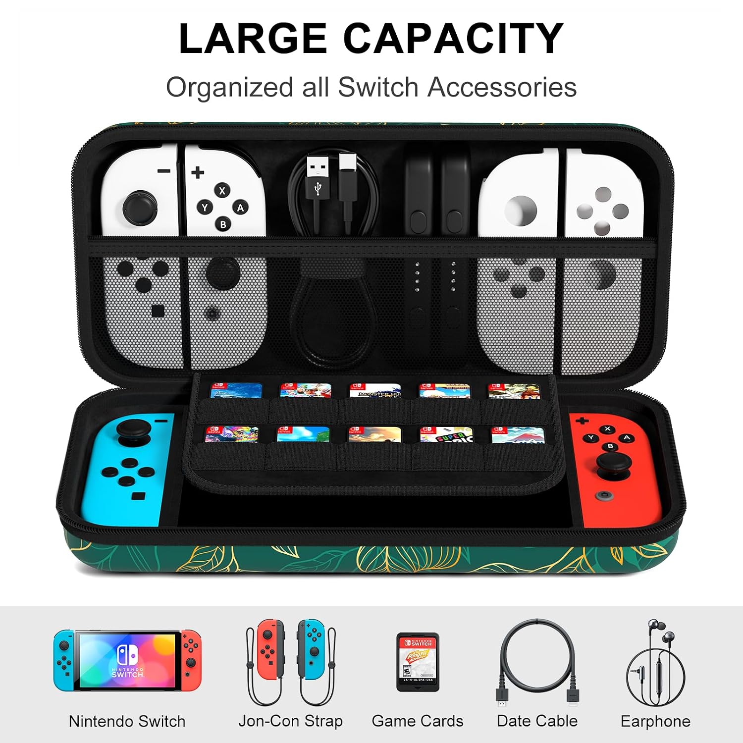 ESTUCHE RÍGIDO NPOOYI PARA NINTENDO SWITCH OLED 2021/2017 - 3