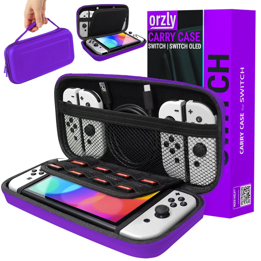 ESTUCHE RÍGIDO ORZLY PARA NINTENDO SWITCH OLED Y SWITCH COLOR MORADO - 1