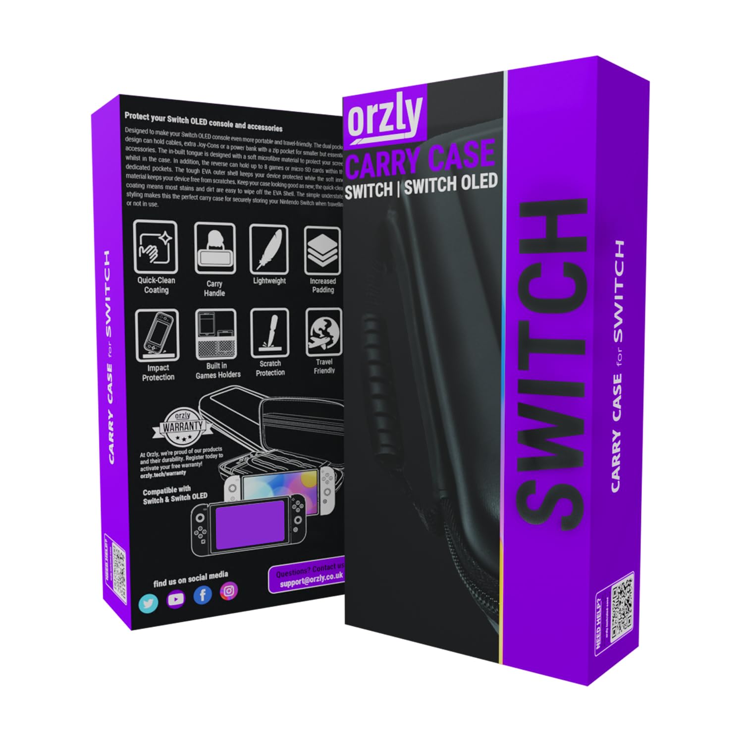ESTUCHE RÍGIDO ORZLY PARA NINTENDO SWITCH OLED Y SWITCH COLOR MORADO - 2