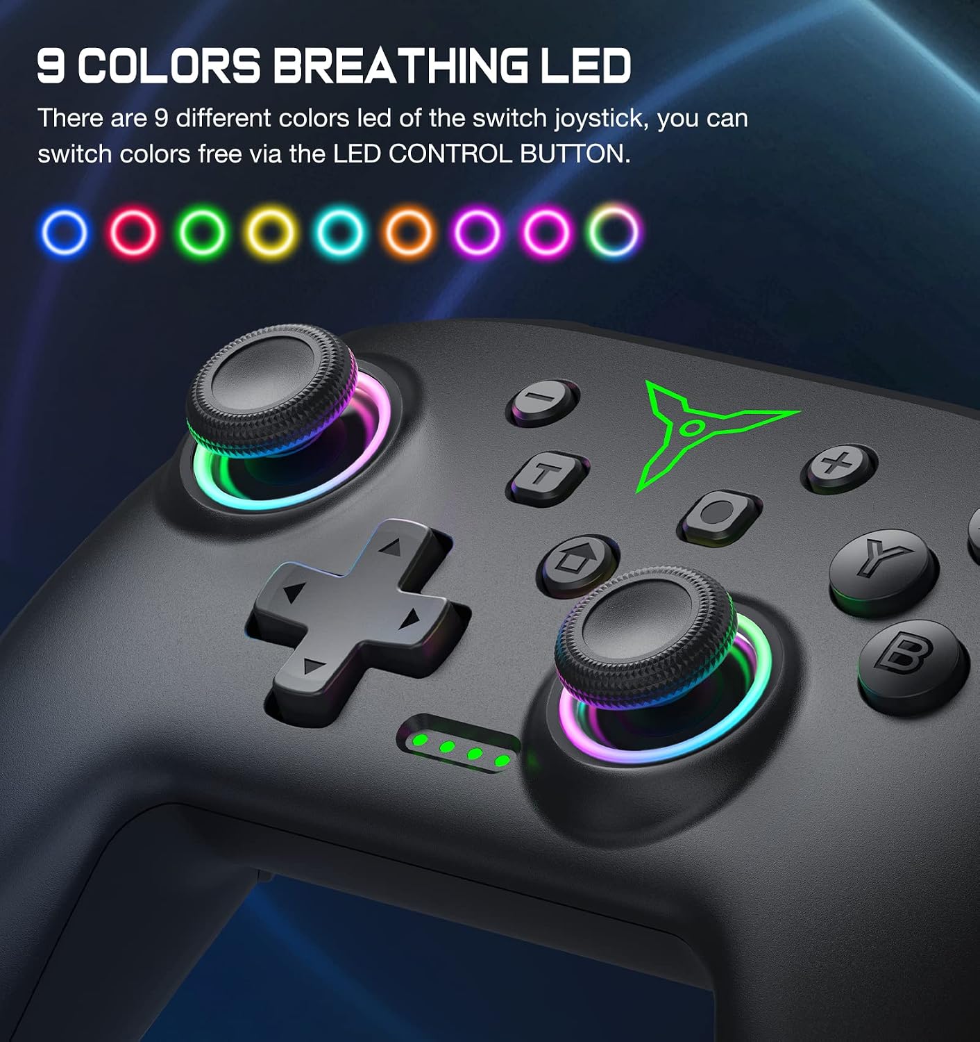 JOYSTICK INALÁMBRICO ELISWEEN PARA NINTENDO SWITCH CON LUZ RGB Y BOTONES PROGRAMABLES - 3