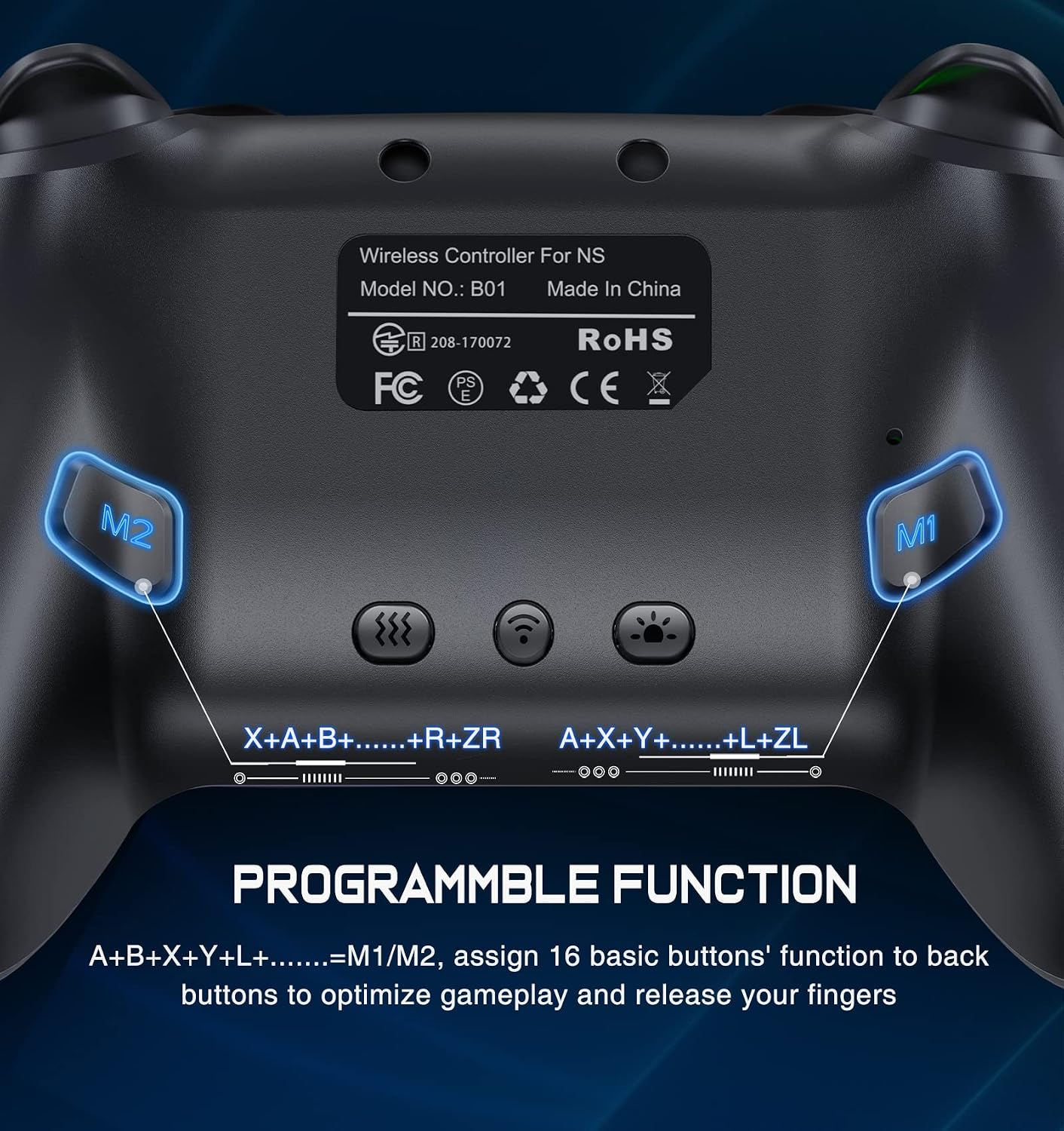 JOYSTICK INALÁMBRICO ELISWEEN PARA NINTENDO SWITCH CON LUZ RGB Y BOTONES PROGRAMABLES - 4