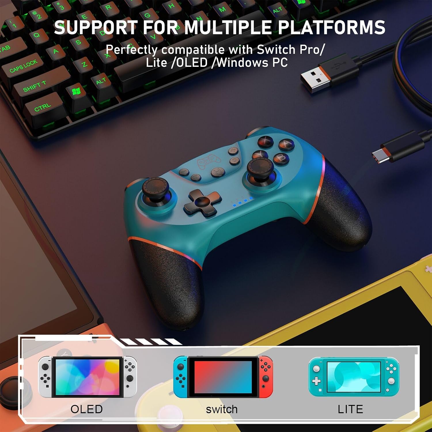 CONTROL INALÁMBRICO DISWOE PARA SWITCH PRO CON FUNCIÓN PROGRAMABLE Y VIBRACIÓN AJUSTABLE - 2