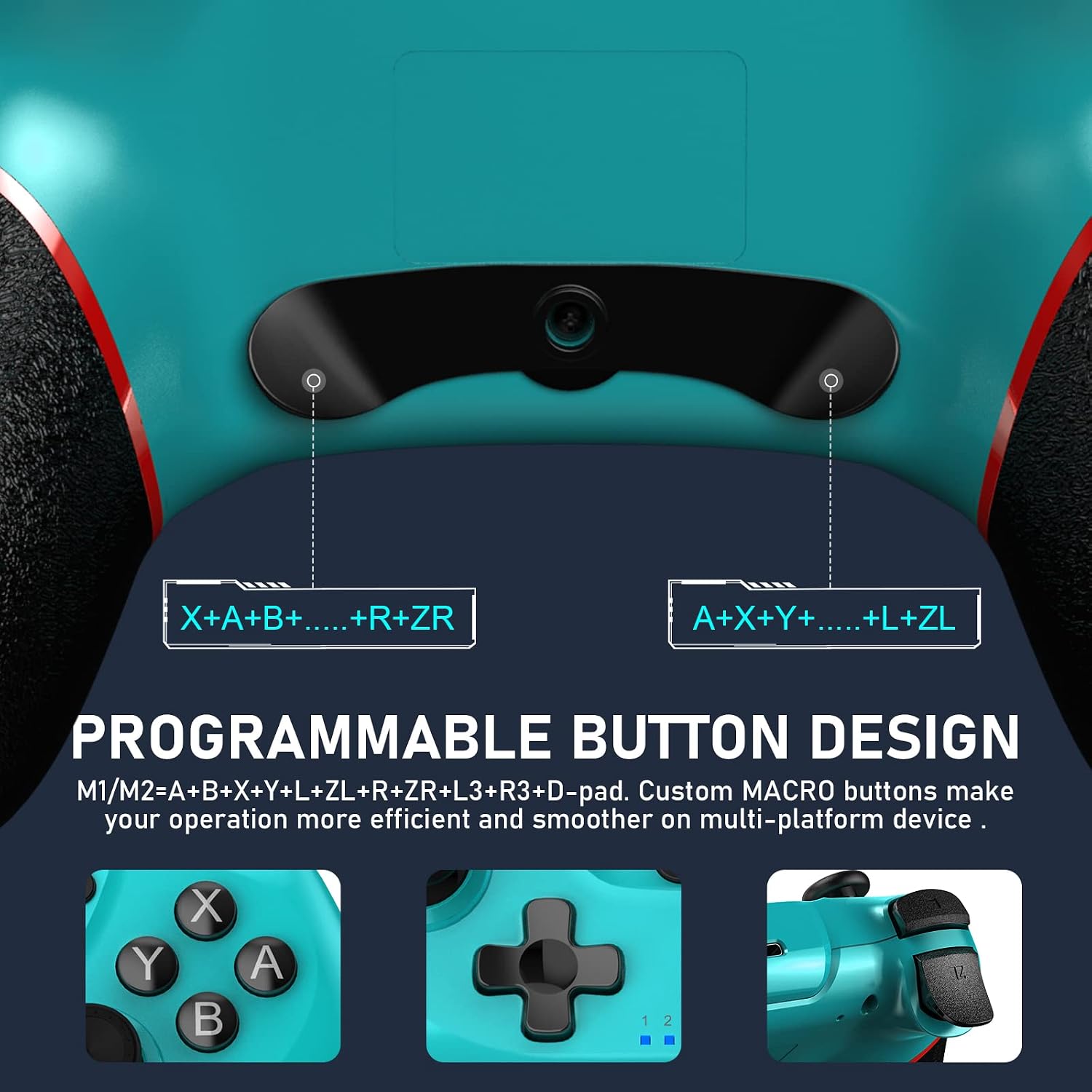 CONTROL INALÁMBRICO DISWOE PARA SWITCH PRO CON FUNCIÓN PROGRAMABLE Y VIBRACIÓN AJUSTABLE - 3