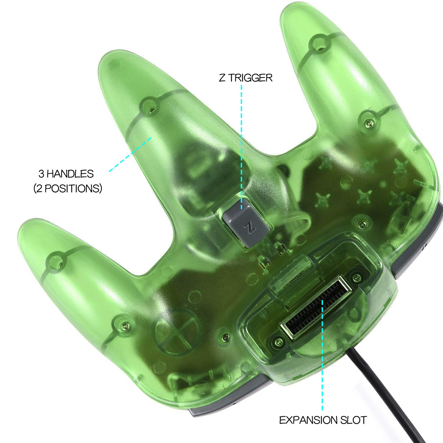 CONTROL CON CABLE MIADORE CLASSIC 64 PARA CONSOLA N64 2 UNIDADES VERDE Y NARANJA - 3
