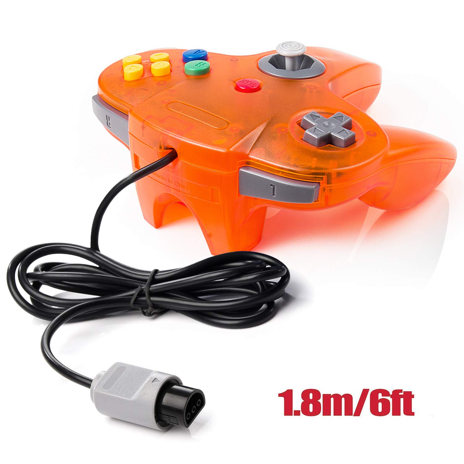 CONTROL CON CABLE MIADORE CLASSIC 64 PARA CONSOLA N64 2 UNIDADES VERDE Y NARANJA - 5