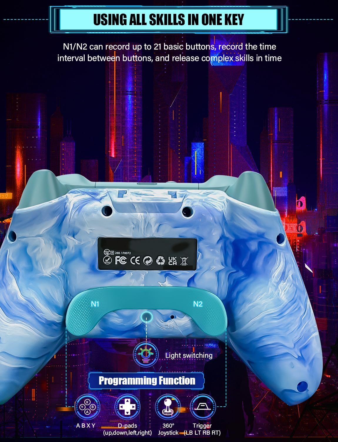 MANDO INALÁMBRICO RJAD PARA NINTENDO SWITCH/LITE/OLED, 1200MAH, 10 COLORES LED, TURBO, GIROSCOPIO, VIBRACIÓN - 5