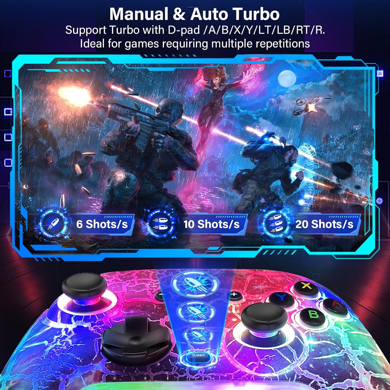 MANDO INALÁMBRICO RJAD PARA NINTENDO SWITCH/LITE/OLED 1200MAH CON DISEÑO NEBULA Y LUCES LED - 5