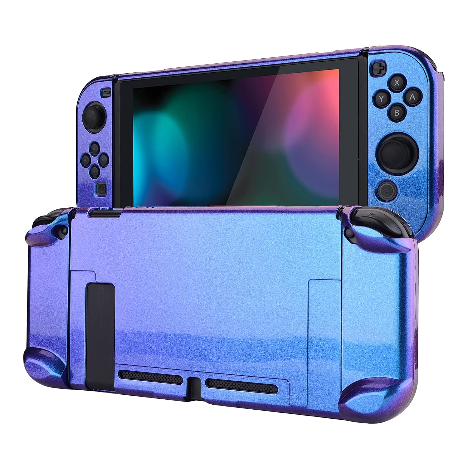 FUNDA PROTECTORA EXTREMERATE PLAYVITAL GLOSSY PARA NINTENDO SWITCH MORADO AZUL CAMALEÓN - 1
