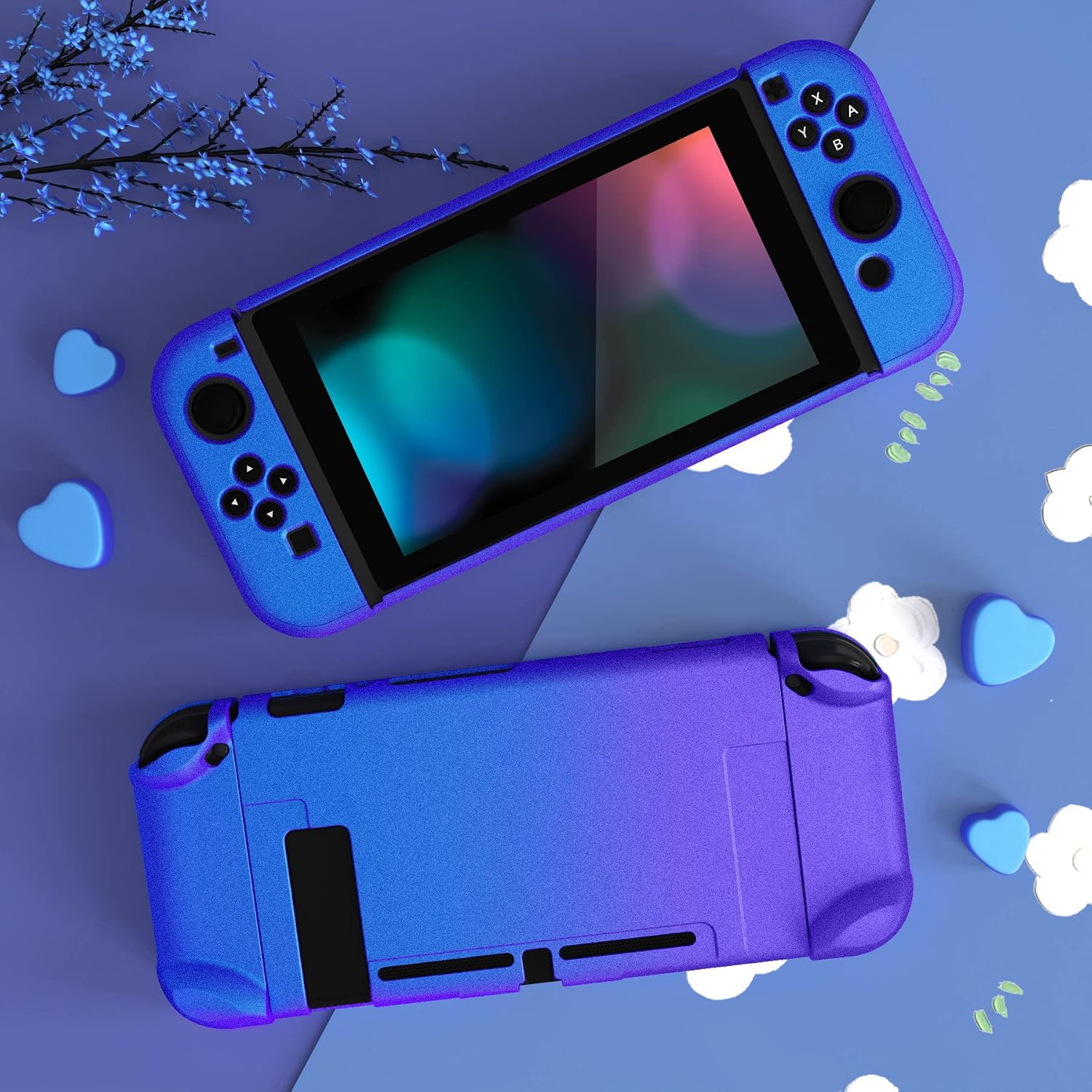 FUNDA PROTECTORA EXTREMERATE PLAYVITAL GLOSSY PARA NINTENDO SWITCH MORADO AZUL CAMALEÓN - 3