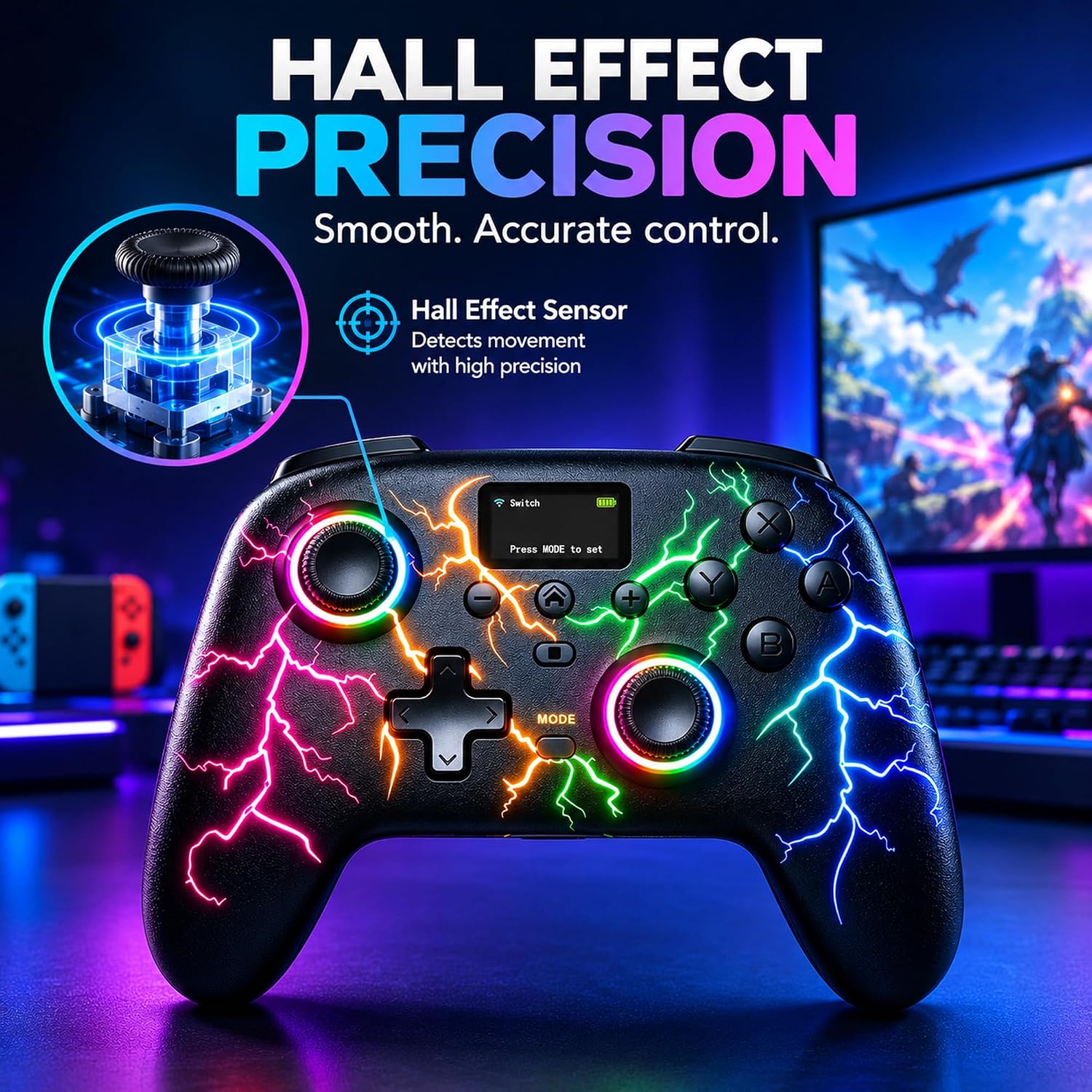 MANDO INALÁMBRICO EXILAPSIRE PARA PC/SWITCH/SWITCH 2/IOS/ANDROID NEGRO - 3
