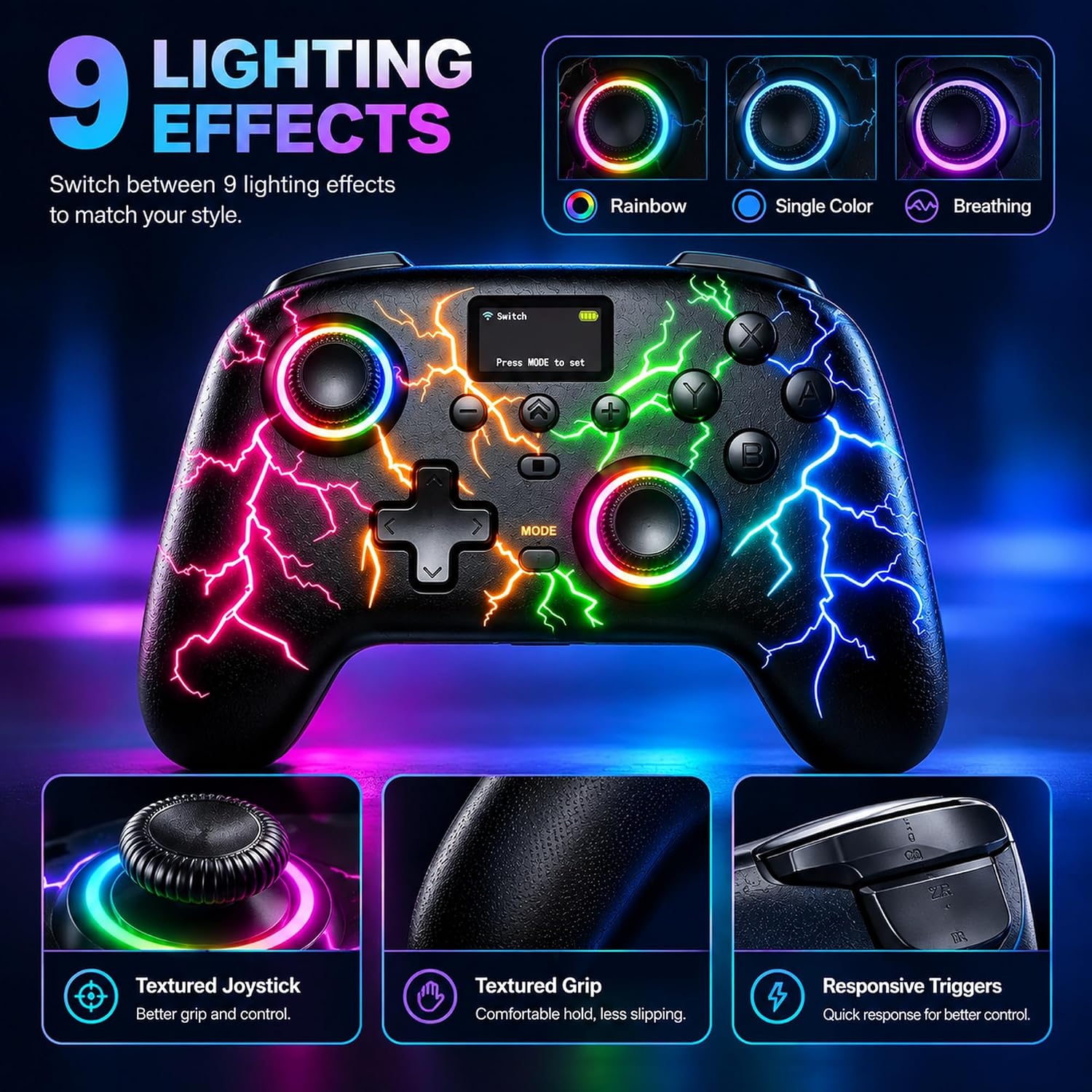 MANDO INALÁMBRICO EXILAPSIRE PARA PC/SWITCH/SWITCH 2/IOS/ANDROID NEGRO - 5