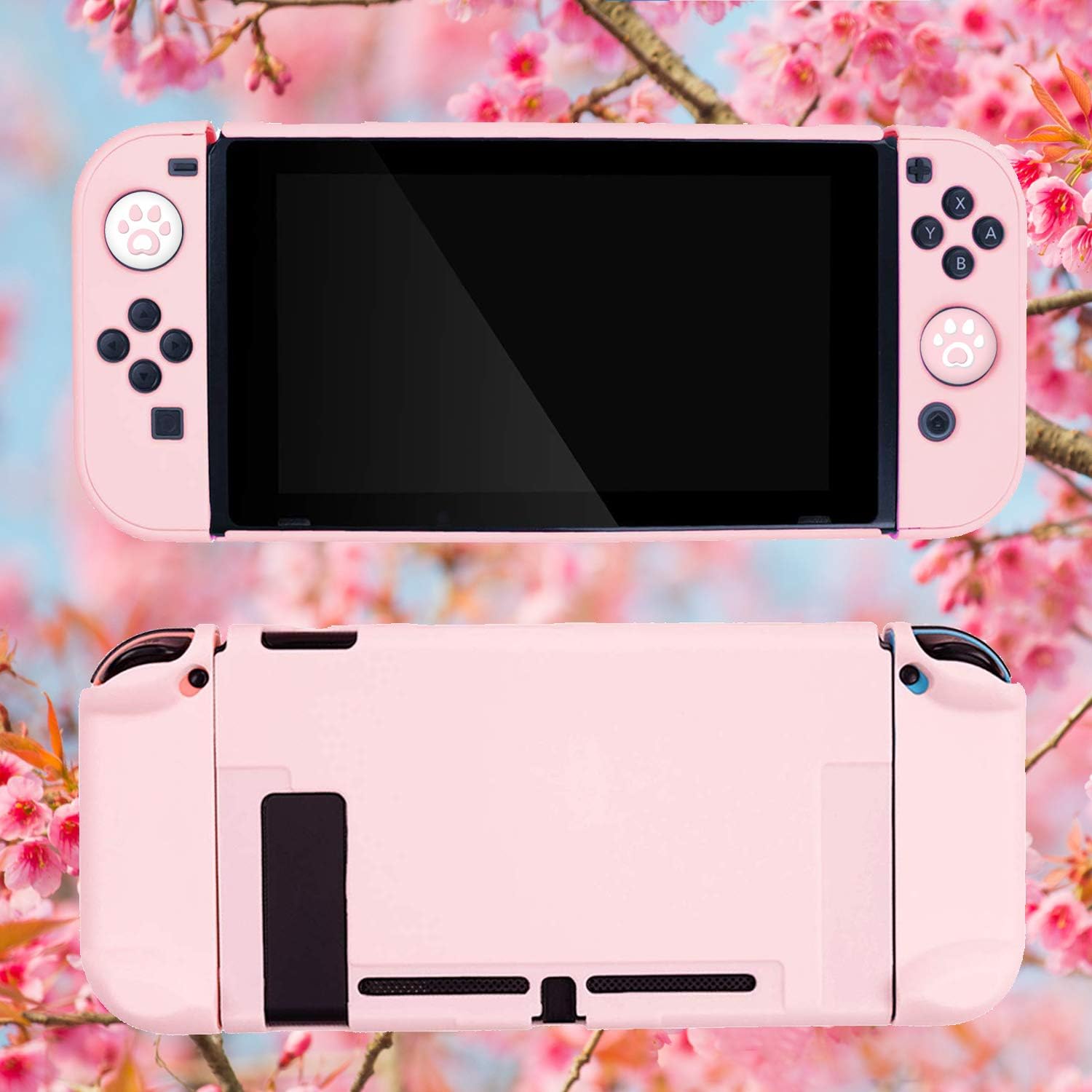 FUNDA PROTECTORA OLDZHU ROSA COMPATIBLE CON NINTENDO SWITCH CON PROTECTOR DE PANTALLA Y 4 GRIPS PARA JOYSTICK - 5