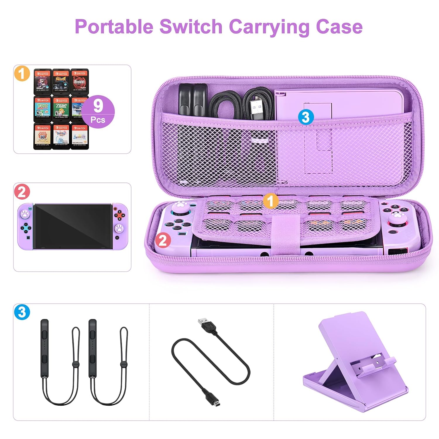 KIT DE ACCESORIOS PARA SWITCH YOUNIK 17 EN 1 MORADO - 2