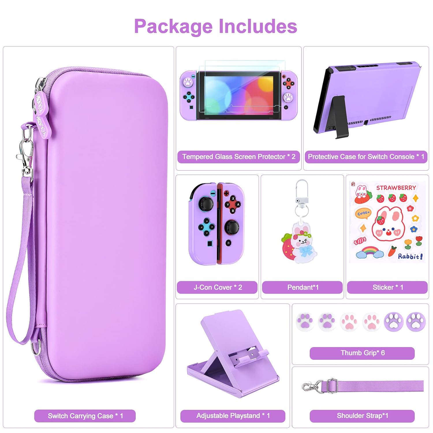 KIT DE ACCESORIOS PARA SWITCH YOUNIK 17 EN 1 MORADO - 4