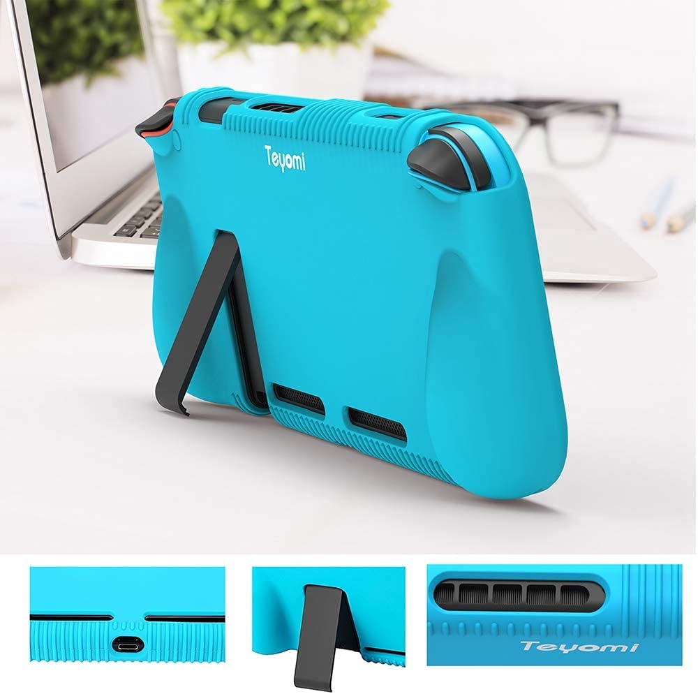 FUNDA DE SILICONA TEYOMI PARA NINTENDO SWITCH CON PROTECTOR DE PANTALLA Y ALMACENAMIENTO PARA JUEGOS VERDE - 4
