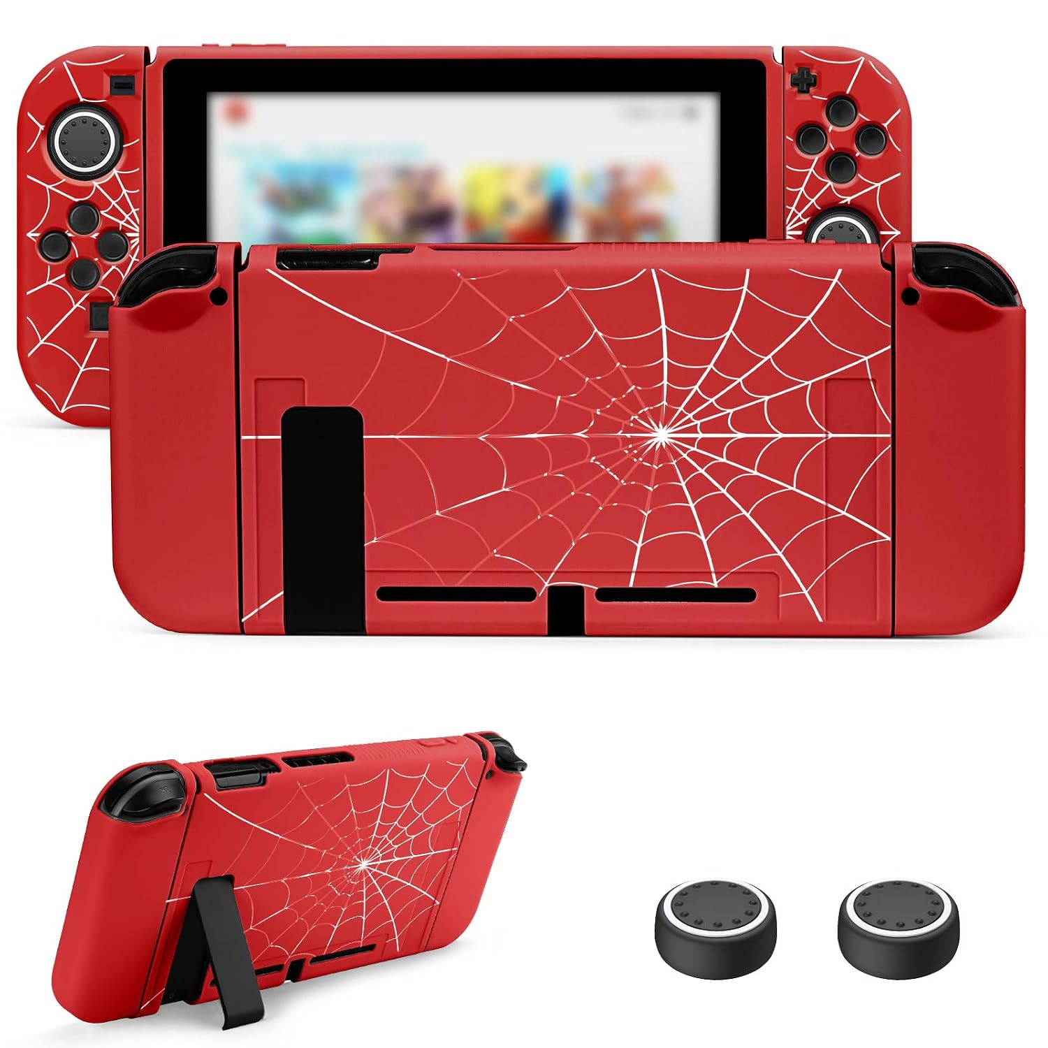 FUNDA PROTECTORA JINGDU PARA NINTENDO SWITCH 2017 CON DISEÑO DE TELARAÑA ROJA - 1