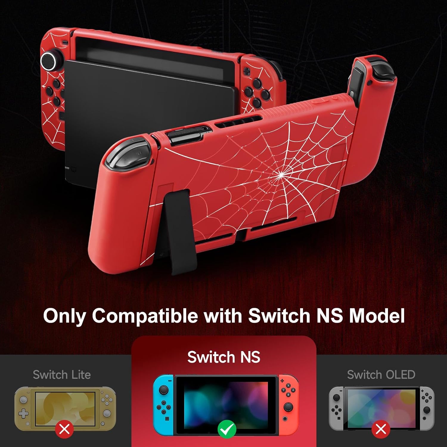 FUNDA PROTECTORA JINGDU PARA NINTENDO SWITCH 2017 CON DISEÑO DE TELARAÑA ROJA - 2