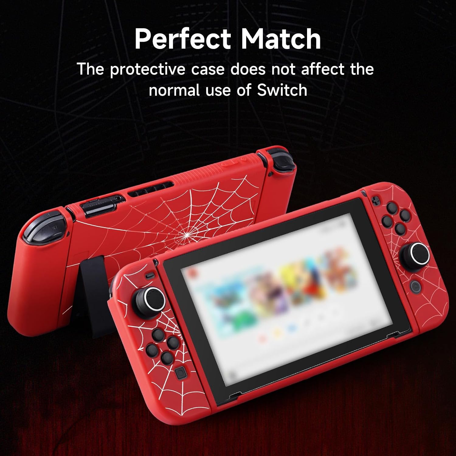 FUNDA PROTECTORA JINGDU PARA NINTENDO SWITCH 2017 CON DISEÑO DE TELARAÑA ROJA - 5