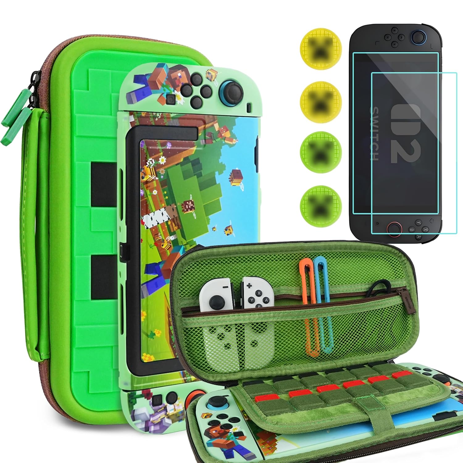 ESTUCHE PARA SWITCH 2 2025 TIKODIRECT CON ACCESORIOS Y PROTECTOR VERDE - 1