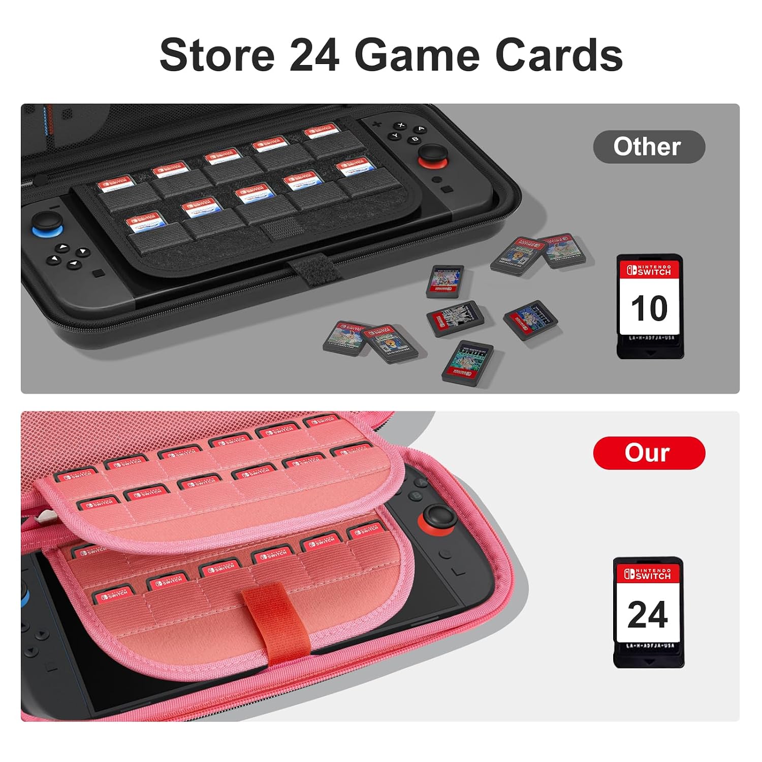 ESTUCHE PARA NINTENDO SWITCH 2 COBAK GRAN CAPACIDAD ROSA - 4