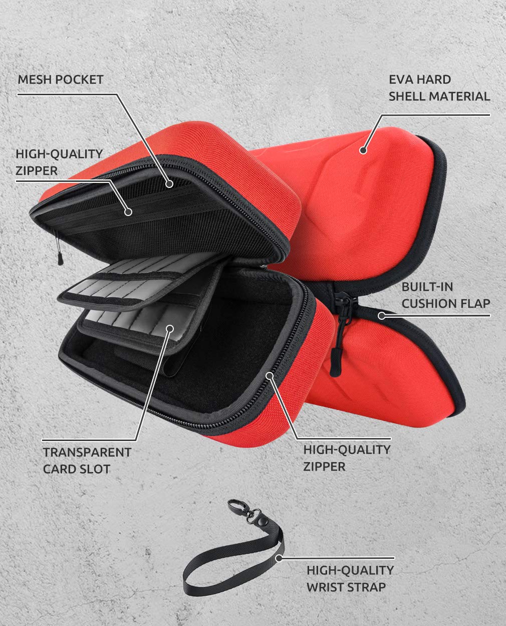 ESTUCHE RÍGIDO MUMBA PARA NINTENDO SWITCH OLED Y SWITCH 1 ROJO - 4