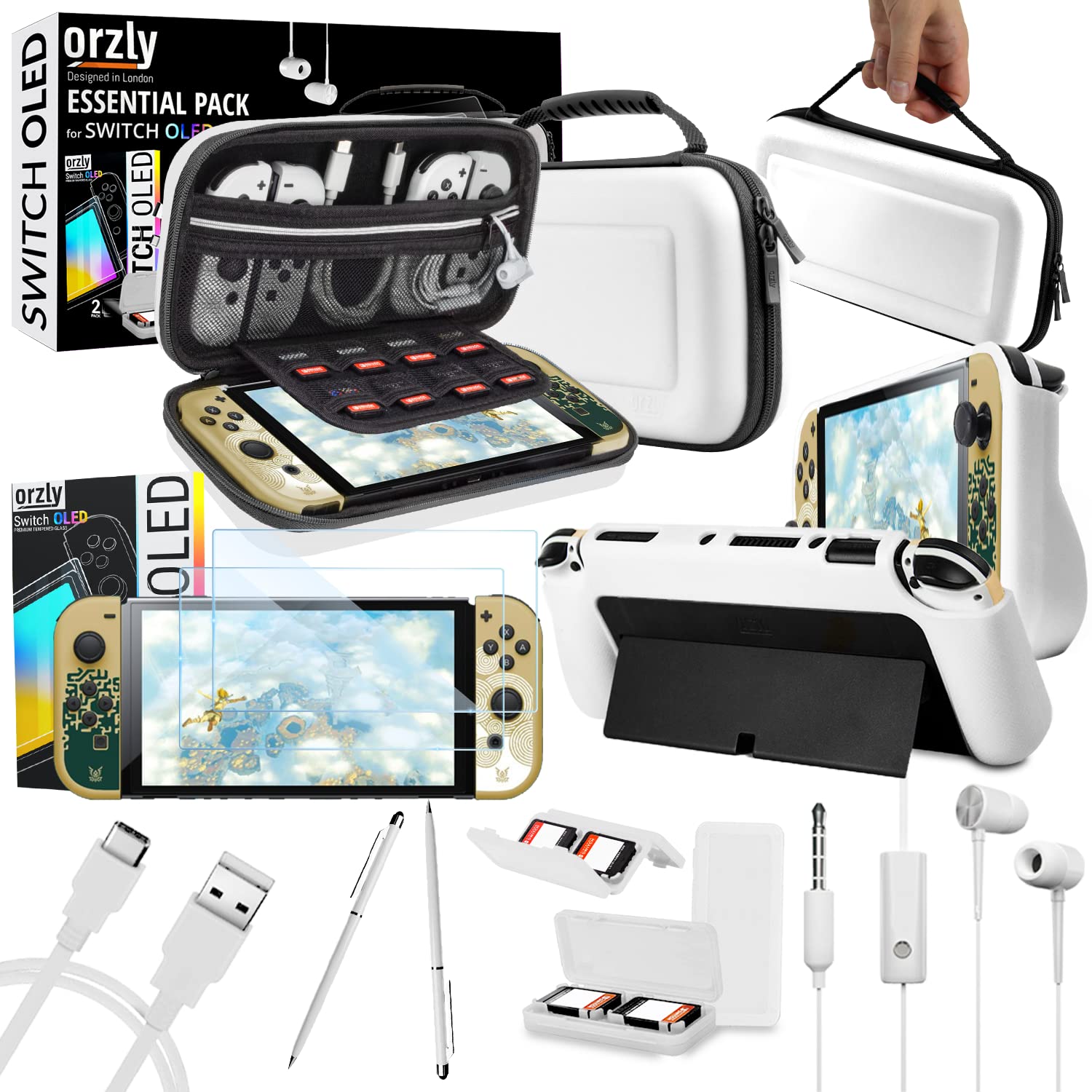 KIT DE ACCESORIOS ORZLY PARA NINTENDO SWITCH OLED ESSENTIALS PACK - 1