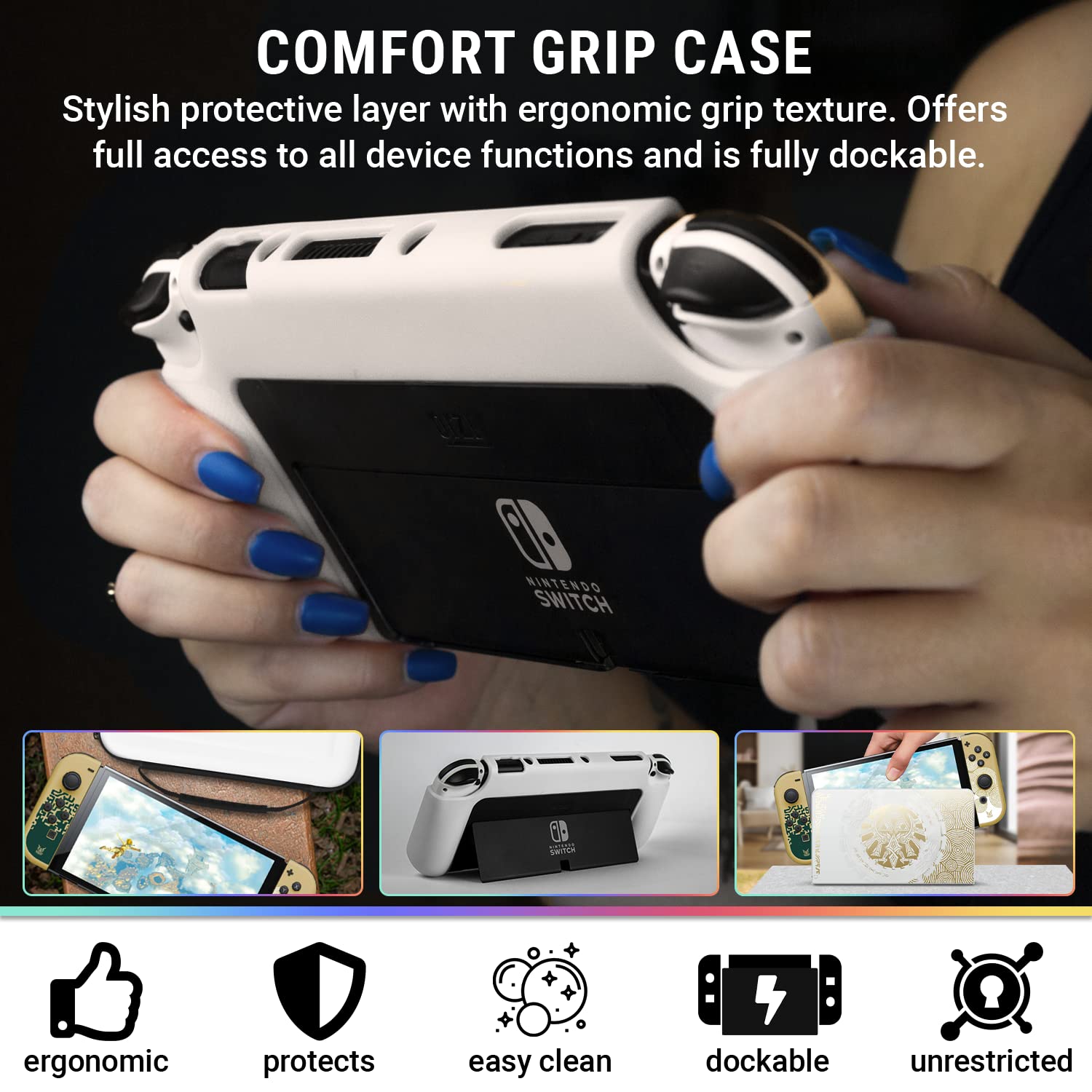 KIT DE ACCESORIOS ORZLY PARA NINTENDO SWITCH OLED ESSENTIALS PACK - 3